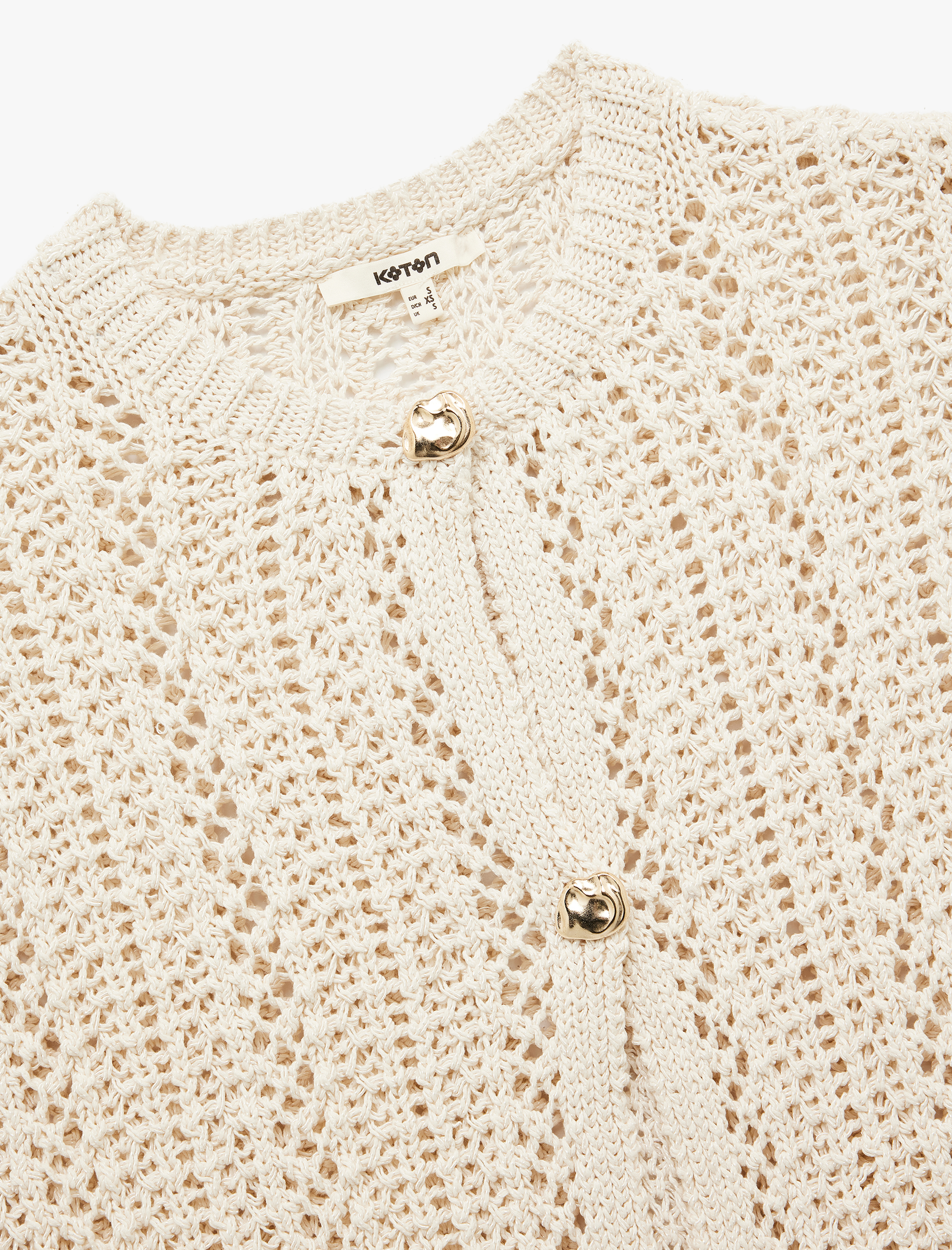   Kolsuz Bisiklet Yaka Düğmeli Ajurlu Kroşe Yelek