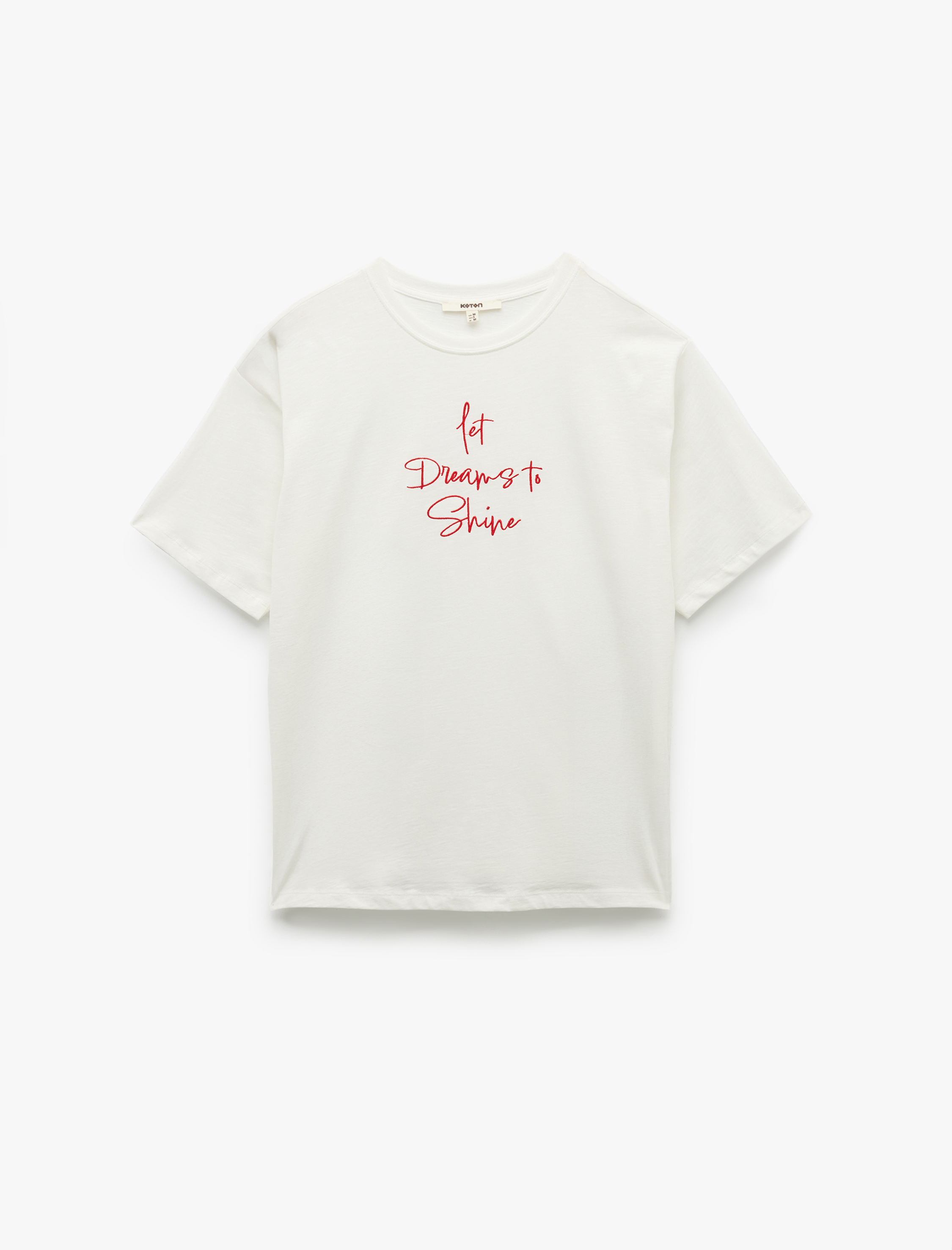   Pamuklu Kısa Kollu Bisiklet Yaka Baskılı Tişört