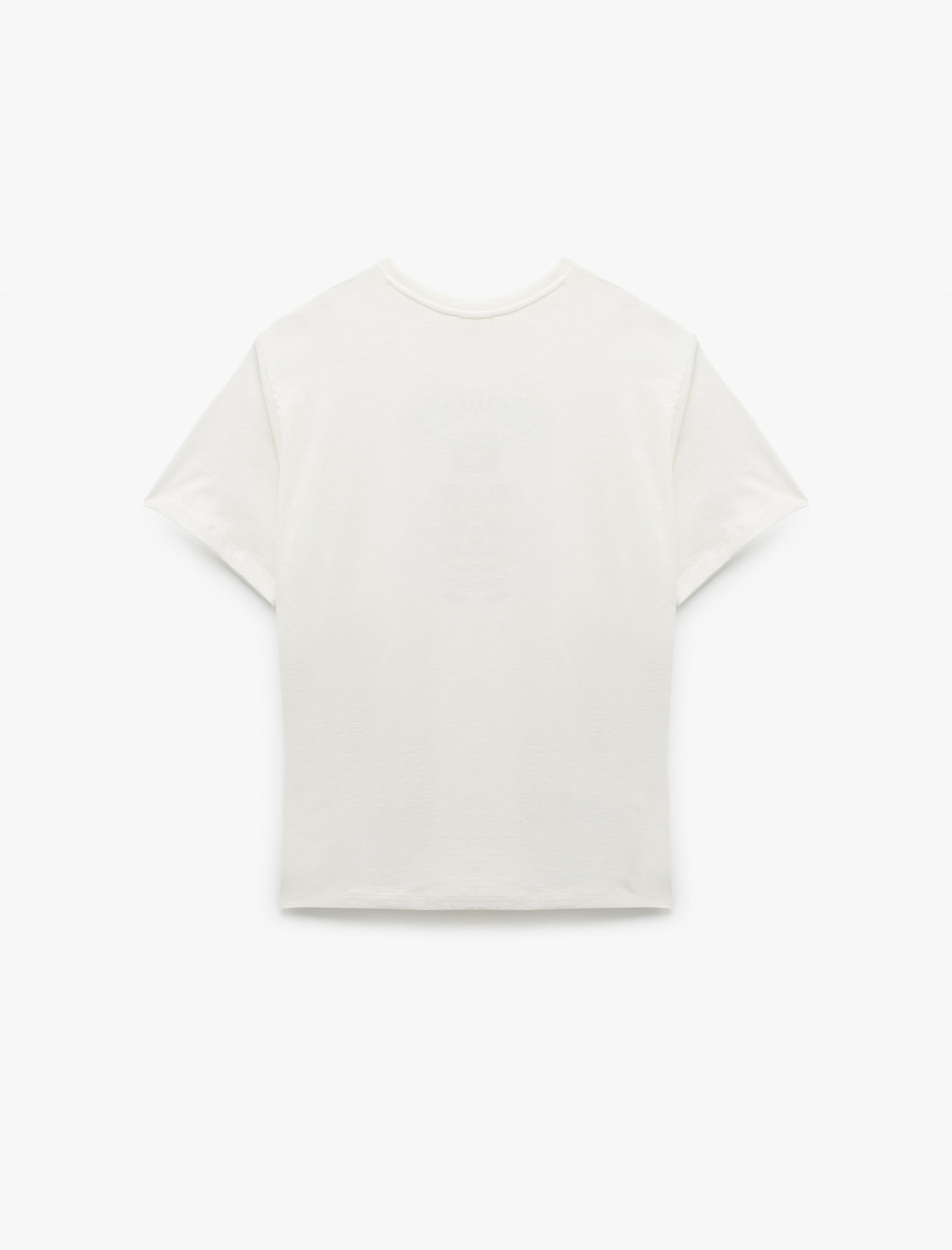   Pamuklu Kısa Kollu Bisiklet Yaka Domates Baskılı Oversize Tişört