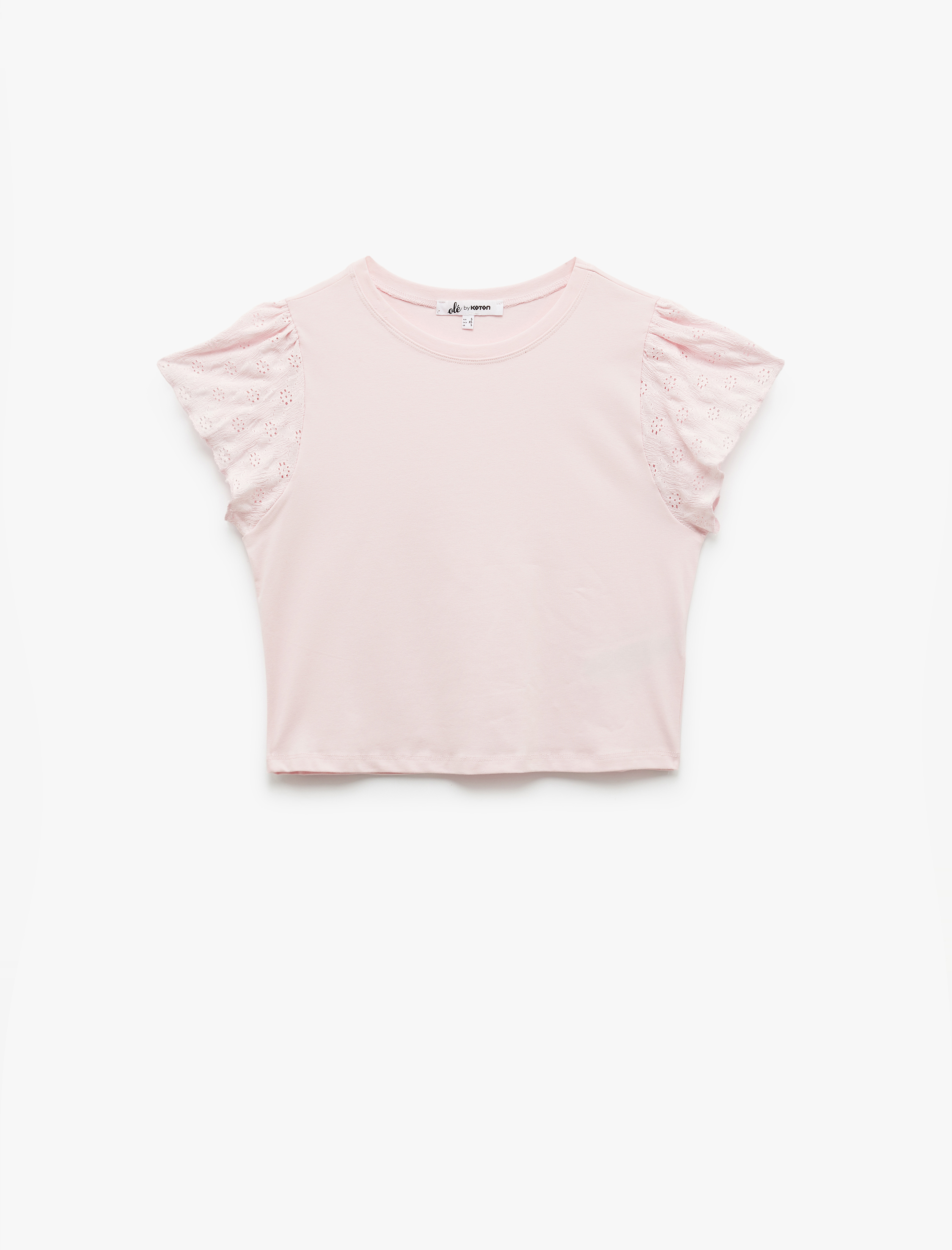   Fisto Detaylı Kısa Kollu Bisiklet Yaka Tişört Bürümcük