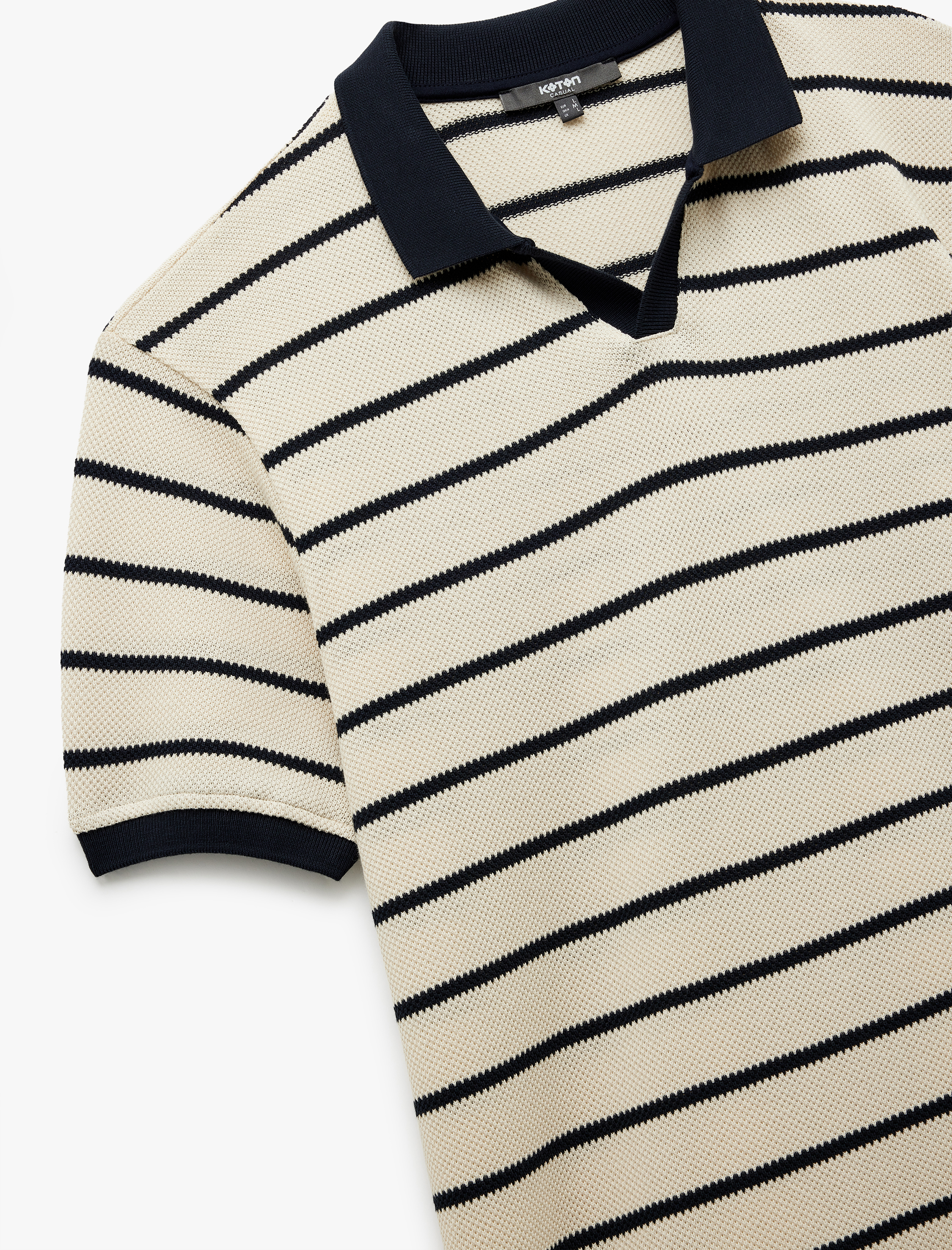   Kısa Kollu Regular Fit Pamuklu Çizgili Polo Yaka Tişört