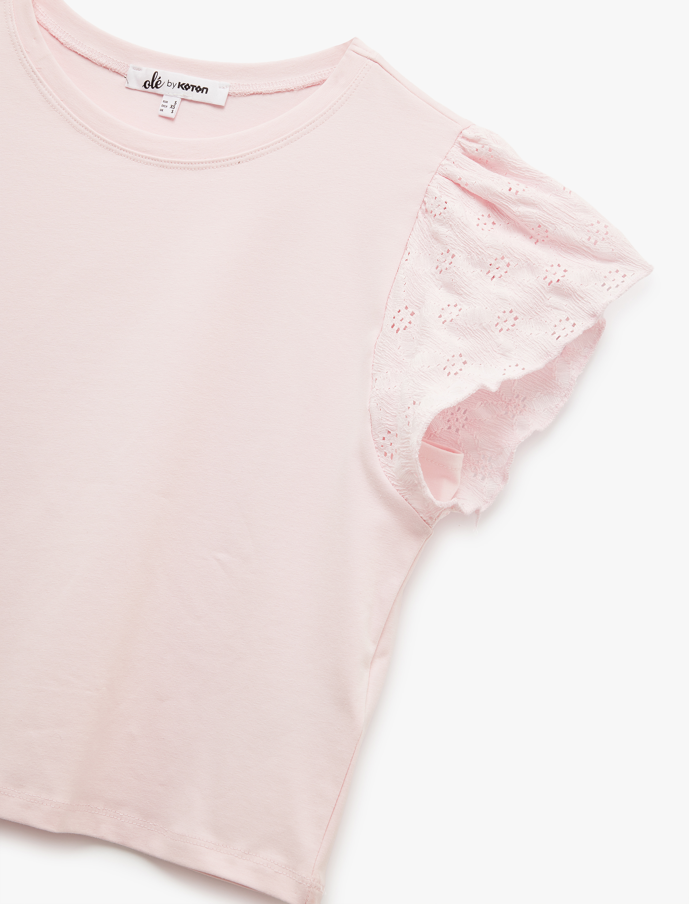   Fisto Detaylı Kısa Kollu Bisiklet Yaka Tişört Bürümcük