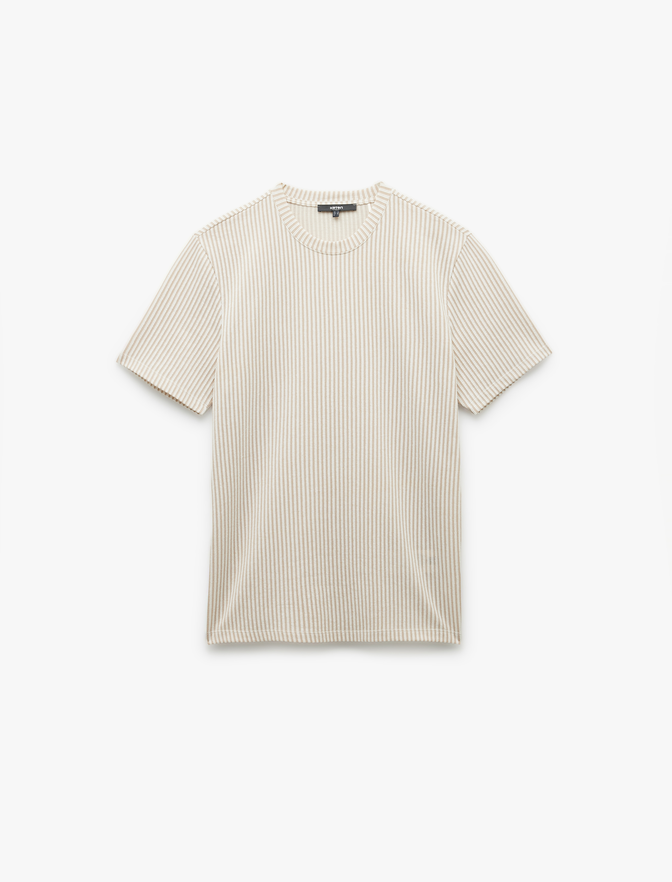   Kısa Kollu Regular Fit Çizgili Bisiklet Yaka Tişört