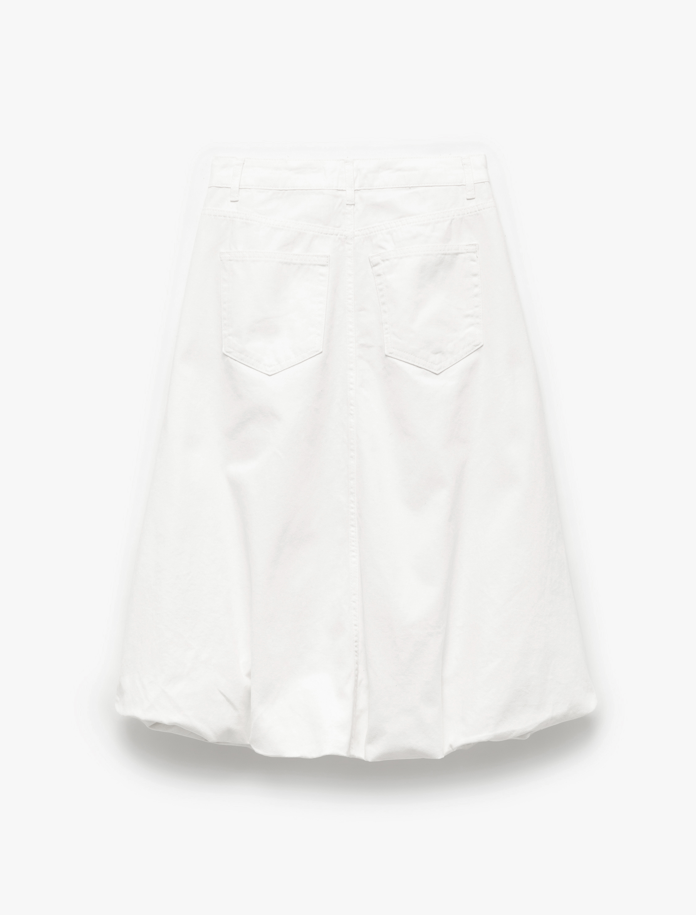   Cep Detaylı Düğmeli Rahat Kalıp Midi Balon Etek