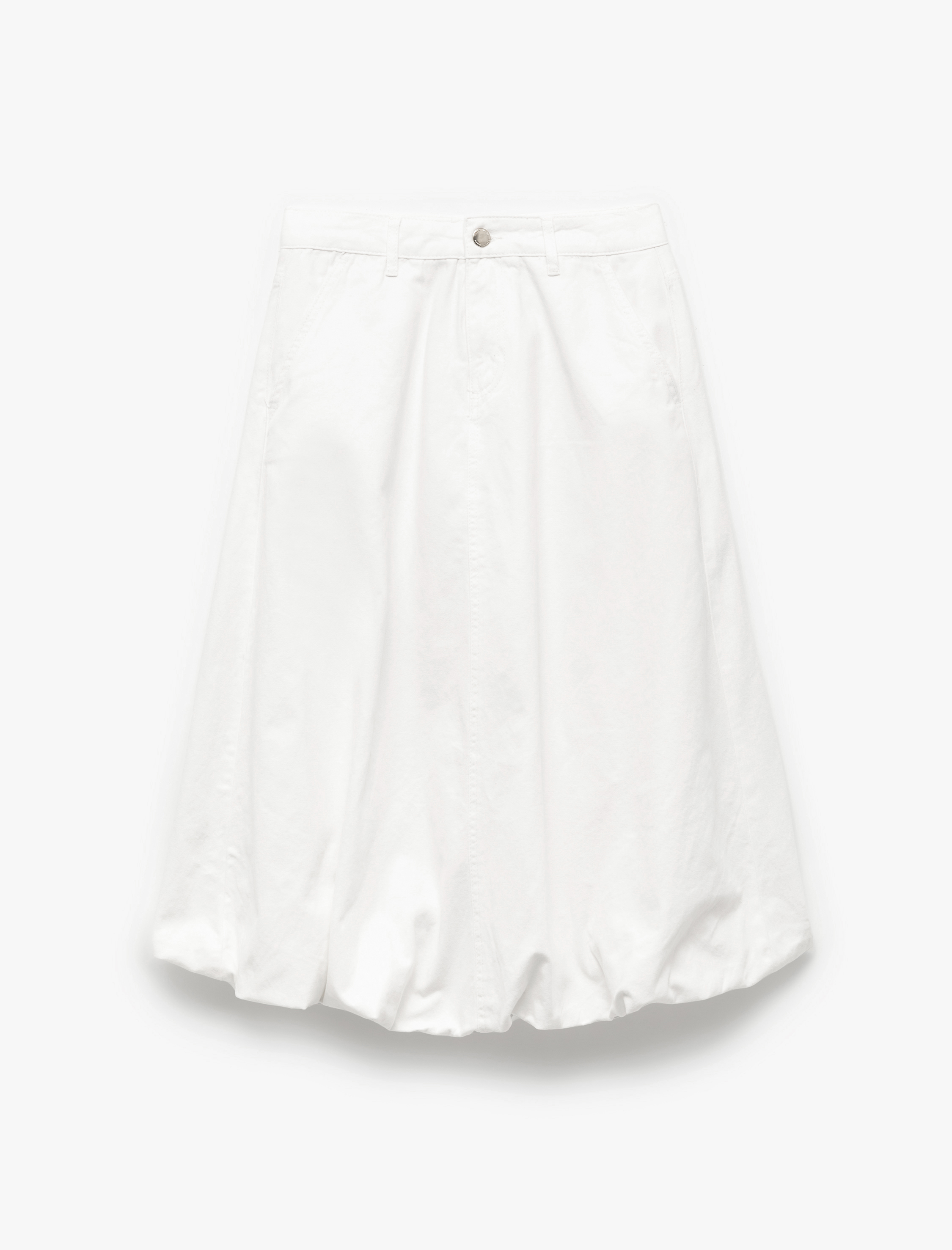   Cep Detaylı Düğmeli Rahat Kalıp Midi Balon Etek