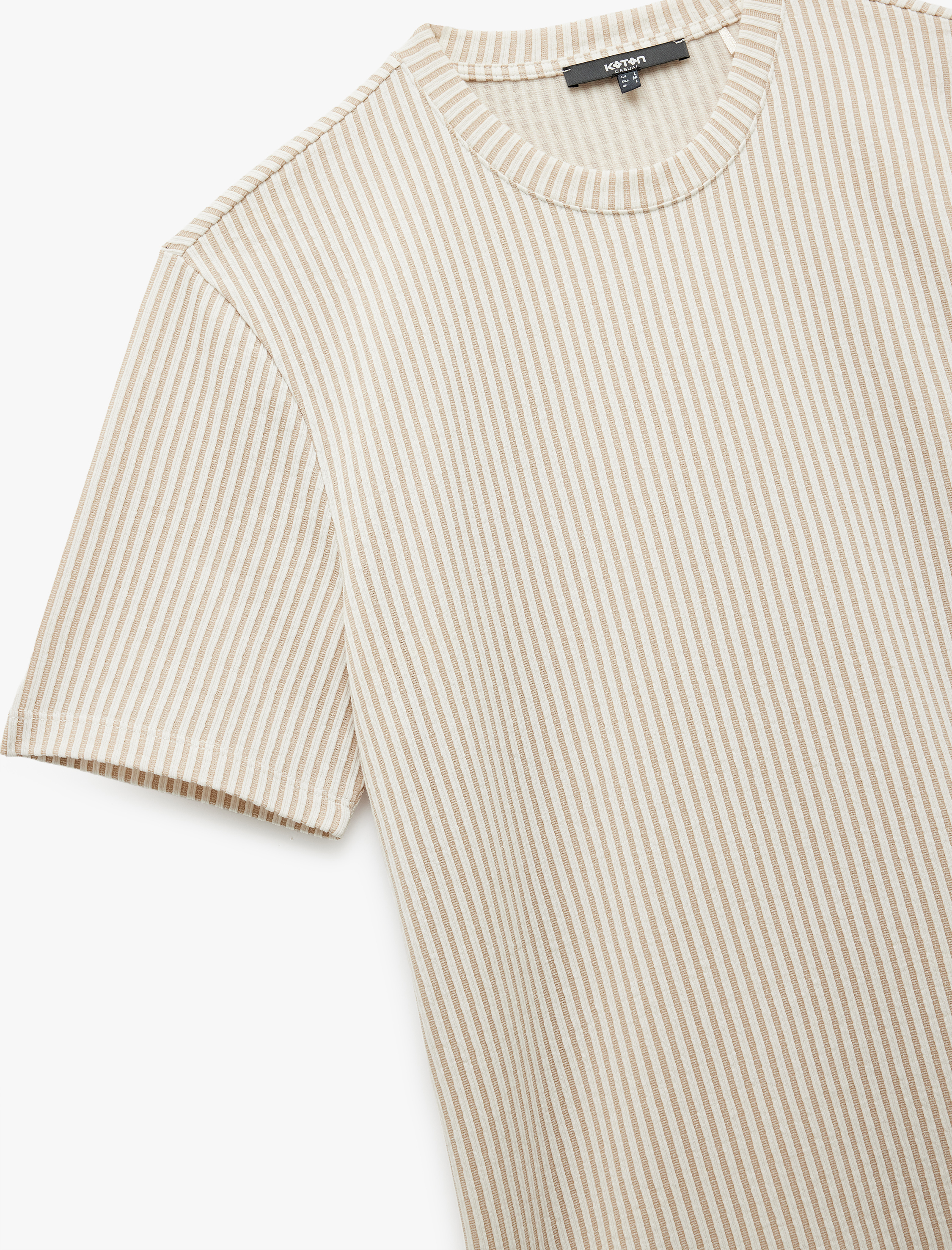   Kısa Kollu Regular Fit Çizgili Bisiklet Yaka Tişört