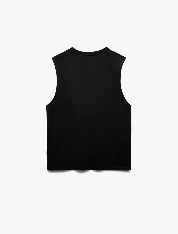 Bisiklet Yaka Regular Fit Pamuklu Kolsuz Tişört_3