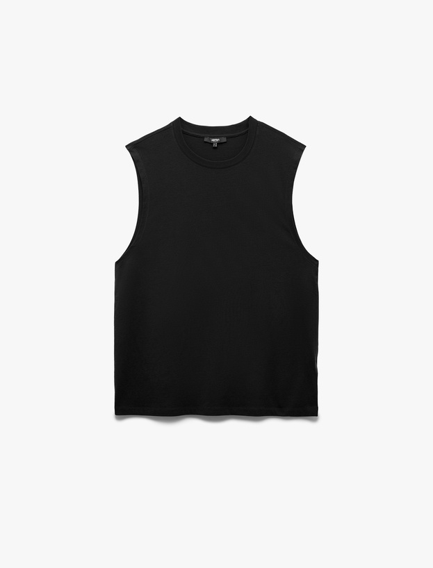 Bisiklet Yaka Regular Fit Pamuklu Kolsuz Tişört_2