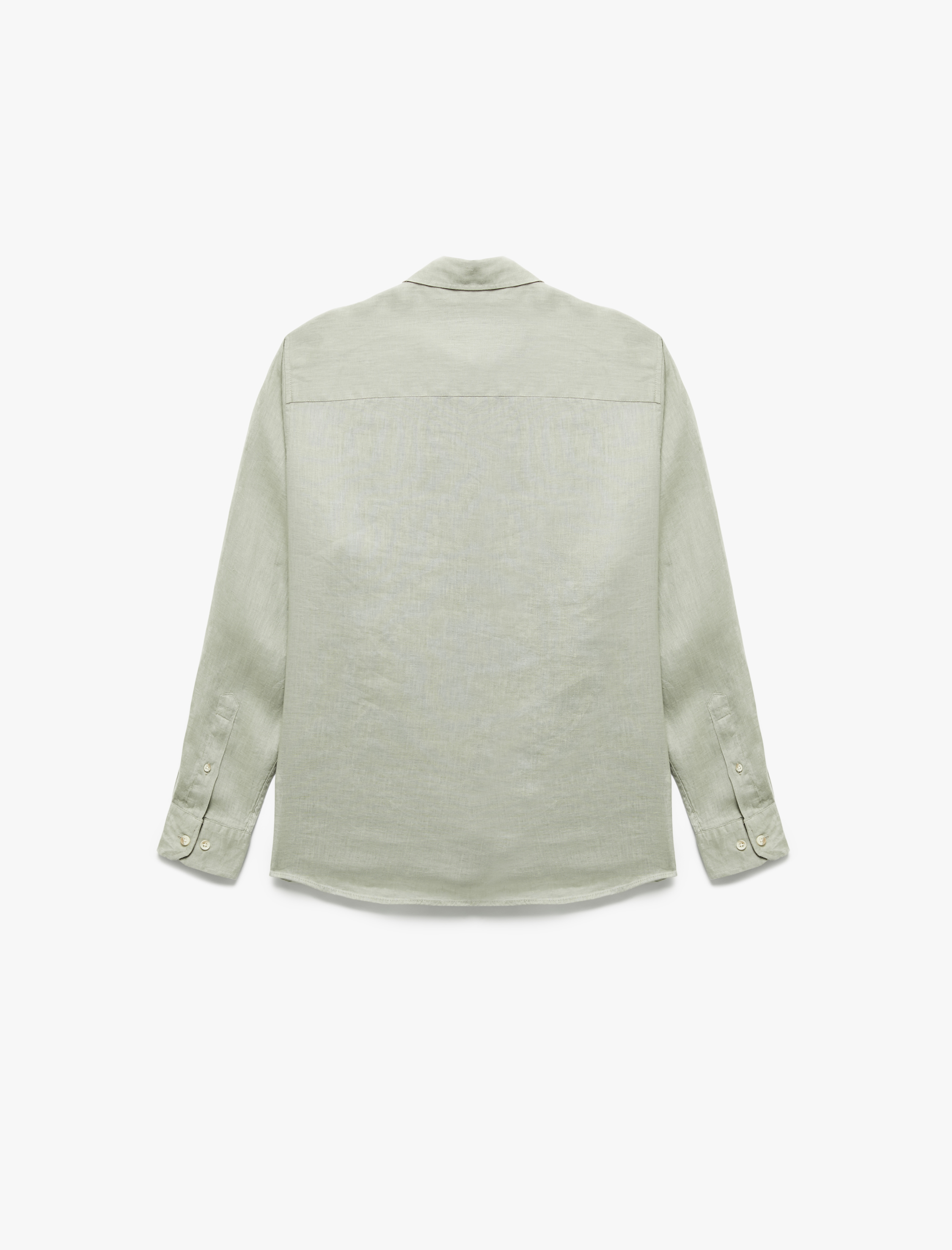   Uzun Kollu Regular Fit Düğmeli Yaka Klasik Keten Gömlek