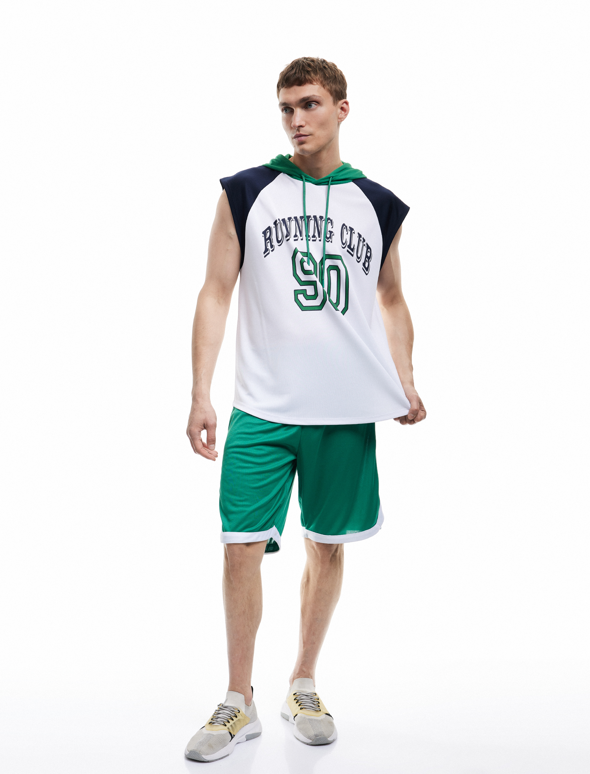   Kapşonlu Reglan Kol Baskılı Oversize Spor Atlet