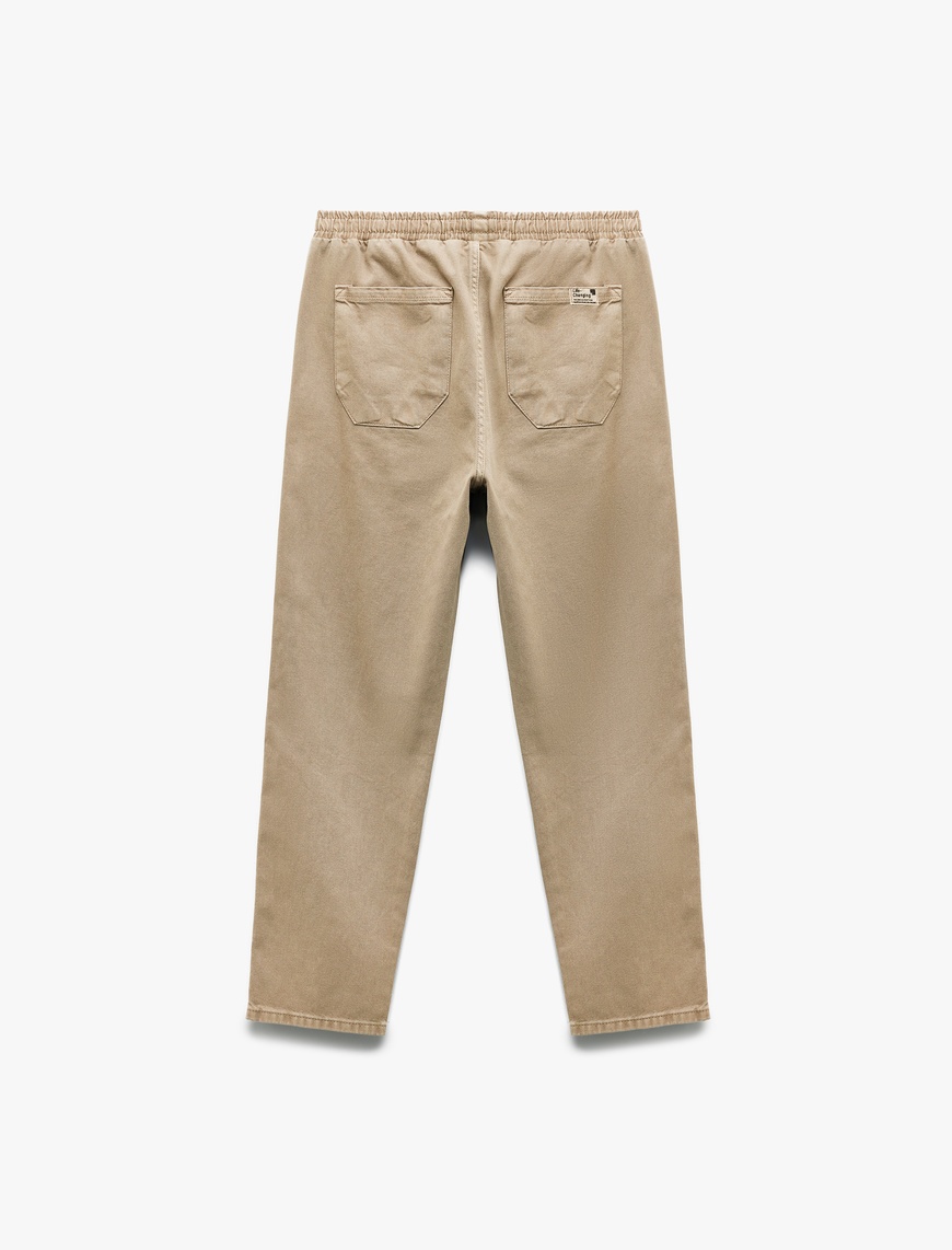   Cep Detaylı Pamuklu Straight Fit Beli Bağcıklı Gabardin Pantolon