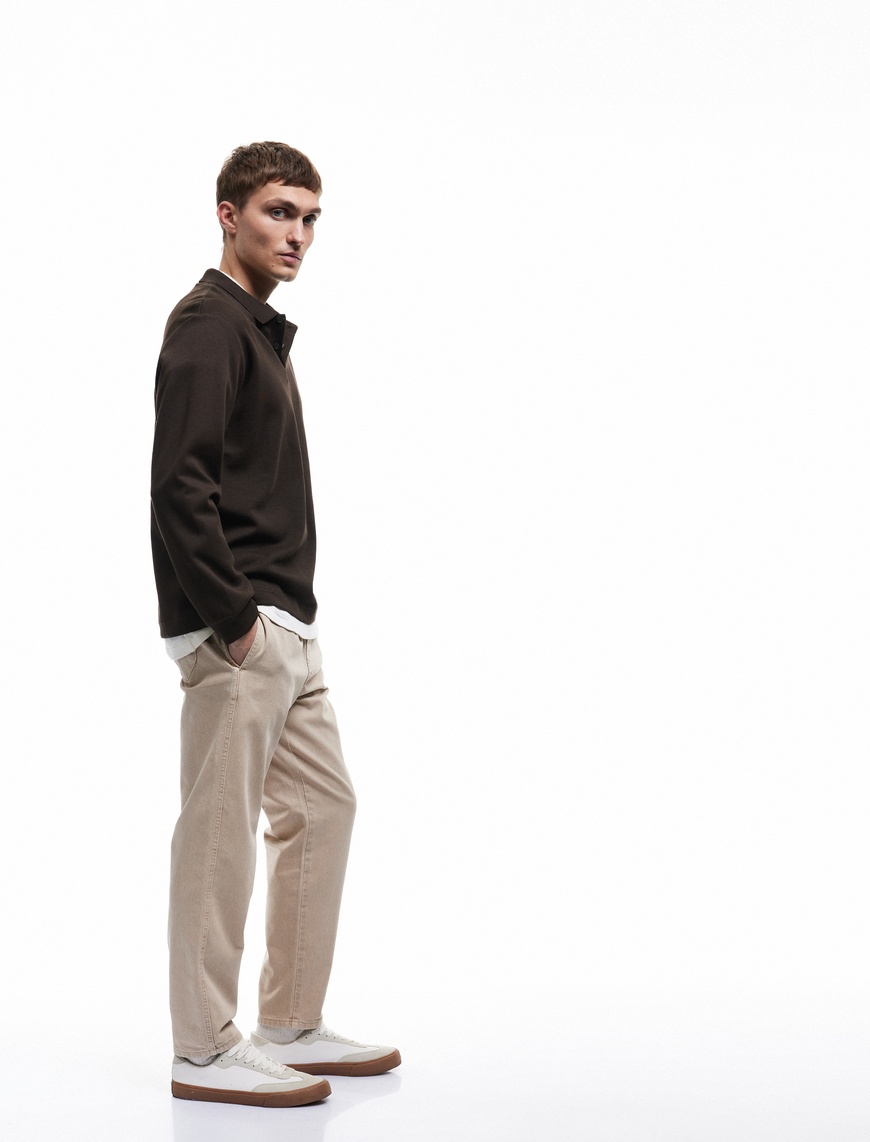  Cep Detaylı Pamuklu Straight Fit Beli Bağcıklı Gabardin Pantolon