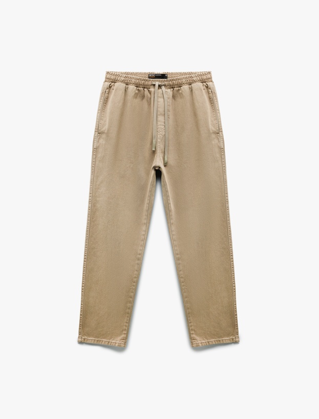 Cep Detaylı Pamuklu Straight Fit Beli Bağcıklı Gabardin Pantolon_2