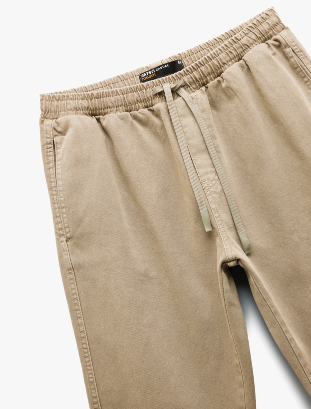 Cep Detaylı Pamuklu Straight Fit Beli Bağcıklı Gabardin Pantolon_4