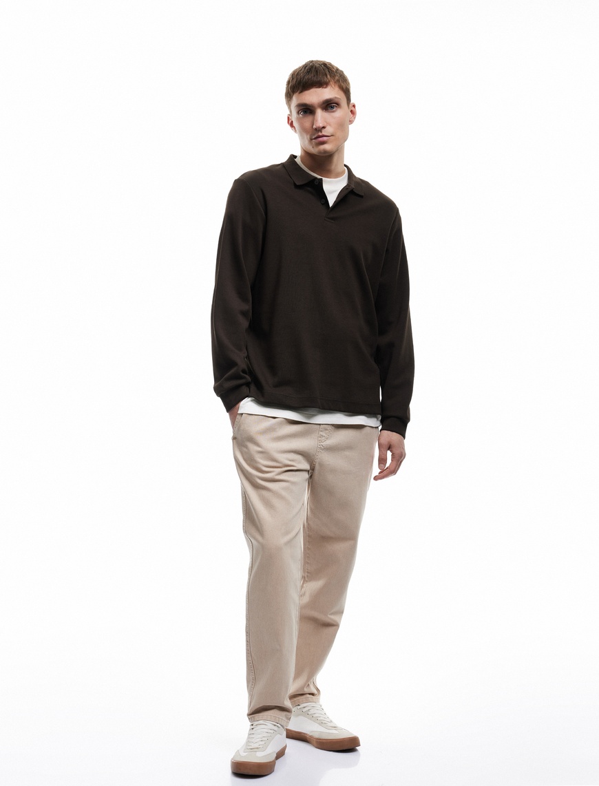   Cep Detaylı Pamuklu Straight Fit Beli Bağcıklı Gabardin Pantolon