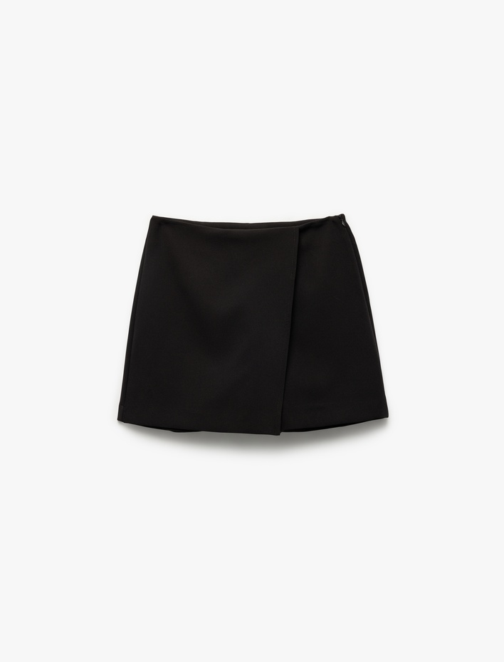  Regular Fit Kruvaze Mini Şort Etek
