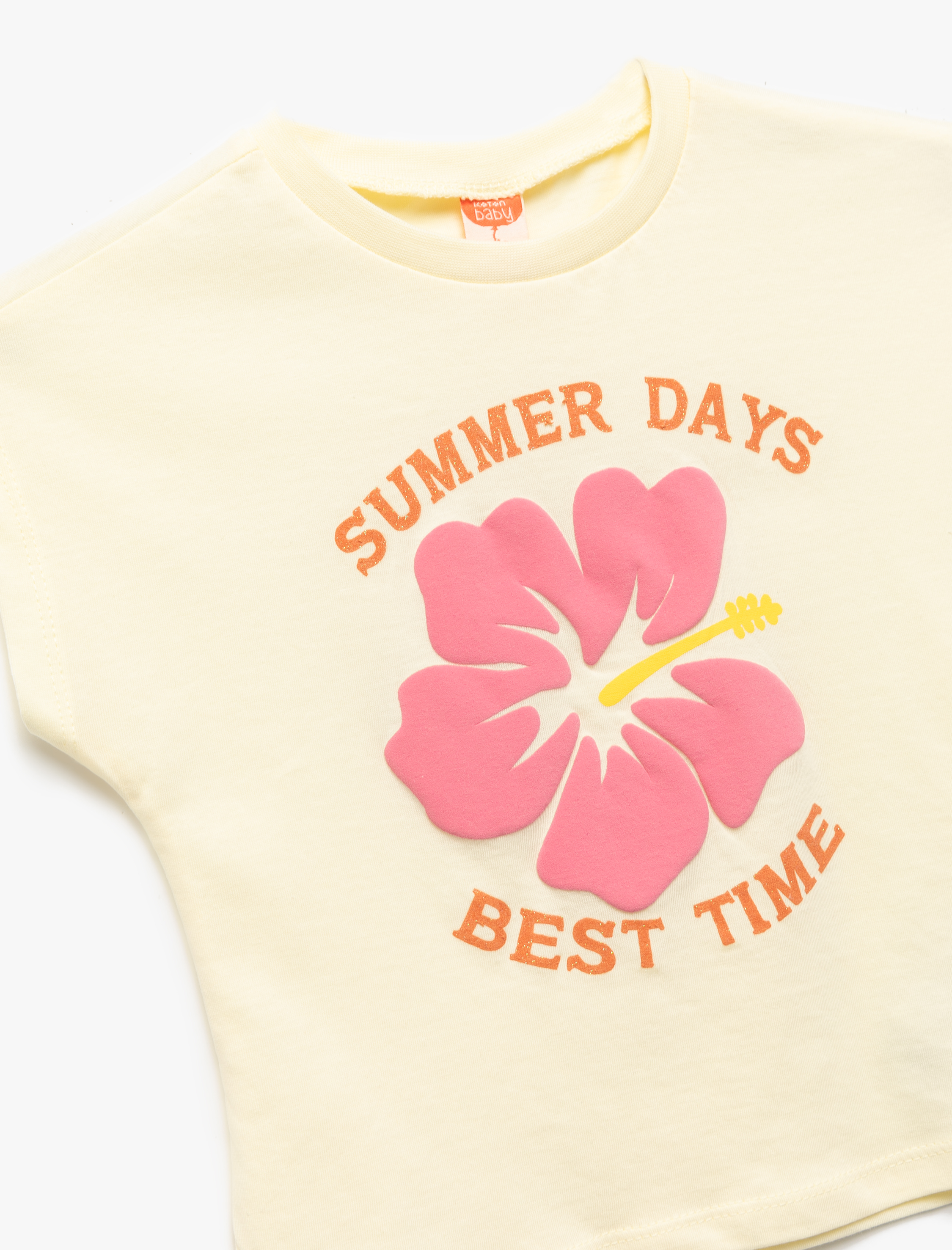  Kız Bebek Pamuklu Bisiklet Yaka Kolsuz Çiçek Baskılı Tişört