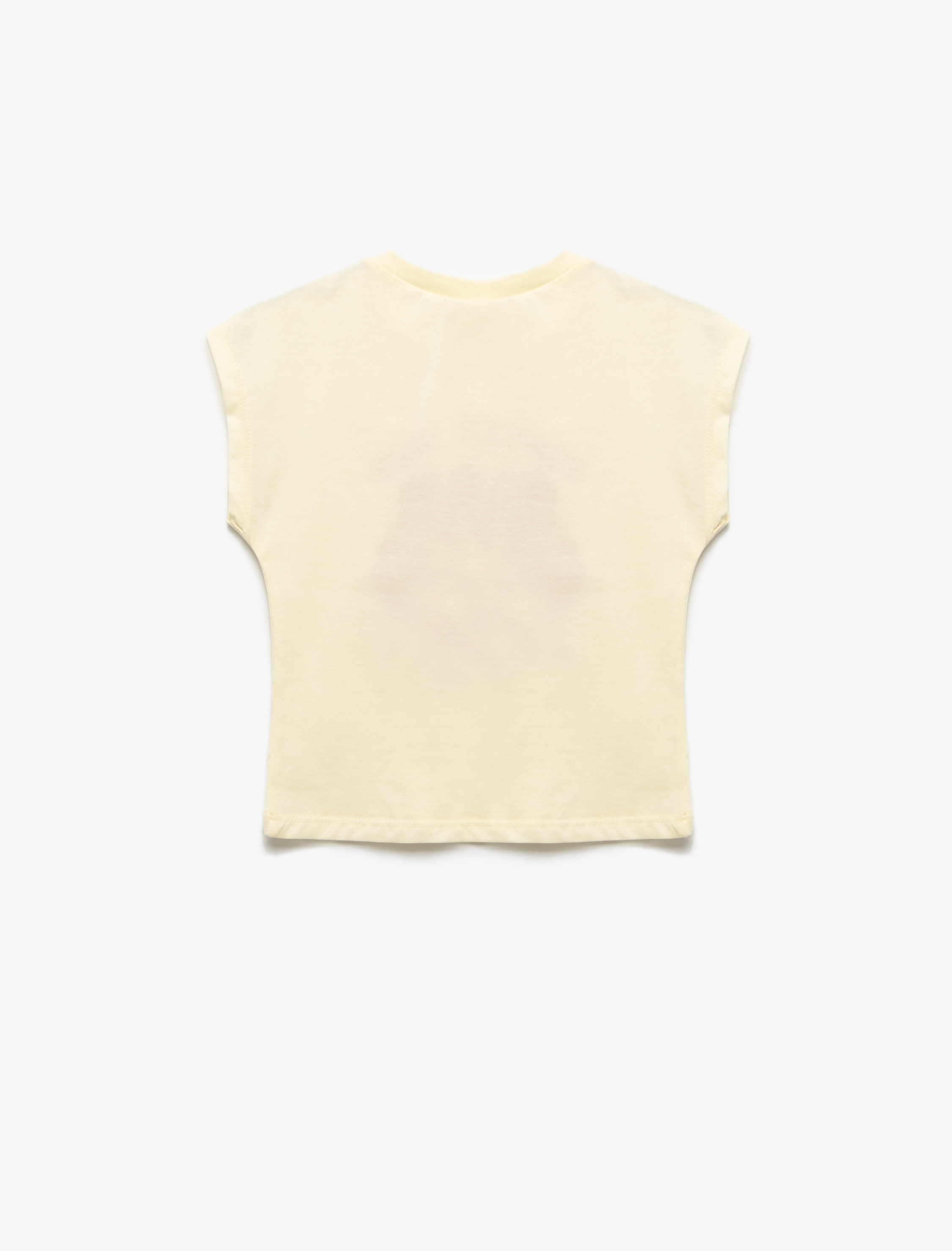  Kız Bebek Pamuklu Bisiklet Yaka Kolsuz Çiçek Baskılı Tişört