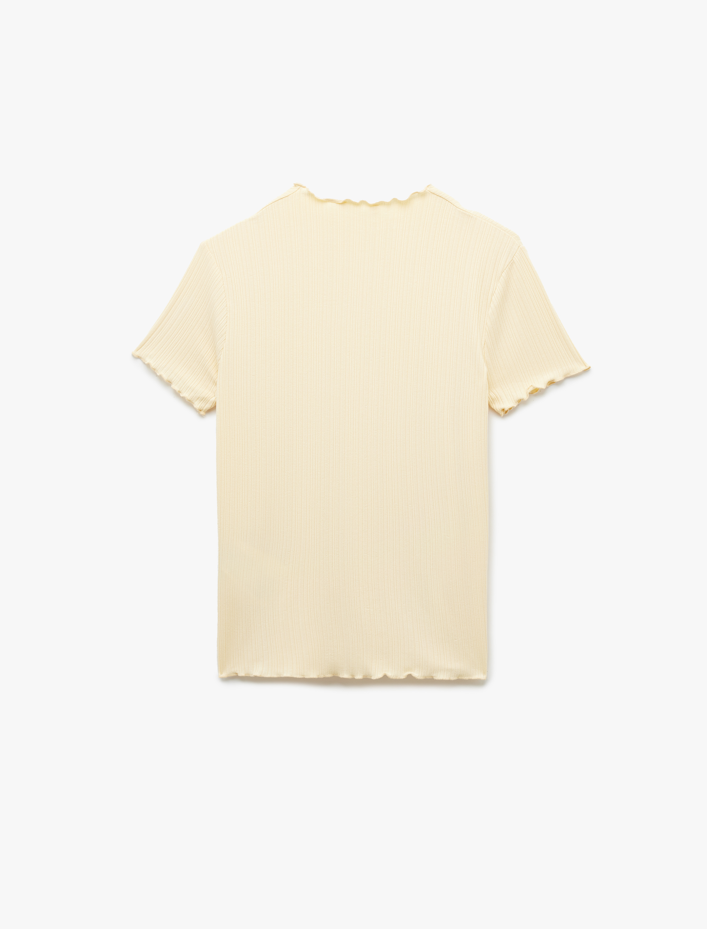   Kısa Kollu Dik Yaka Viskon Tişört Dokulu