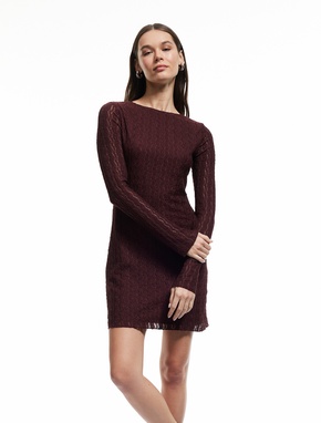 Koton X İnji - Bisiklet Yaka Uzun Kollu Sırt Detaylı Slim Fit Mini Elbise_1