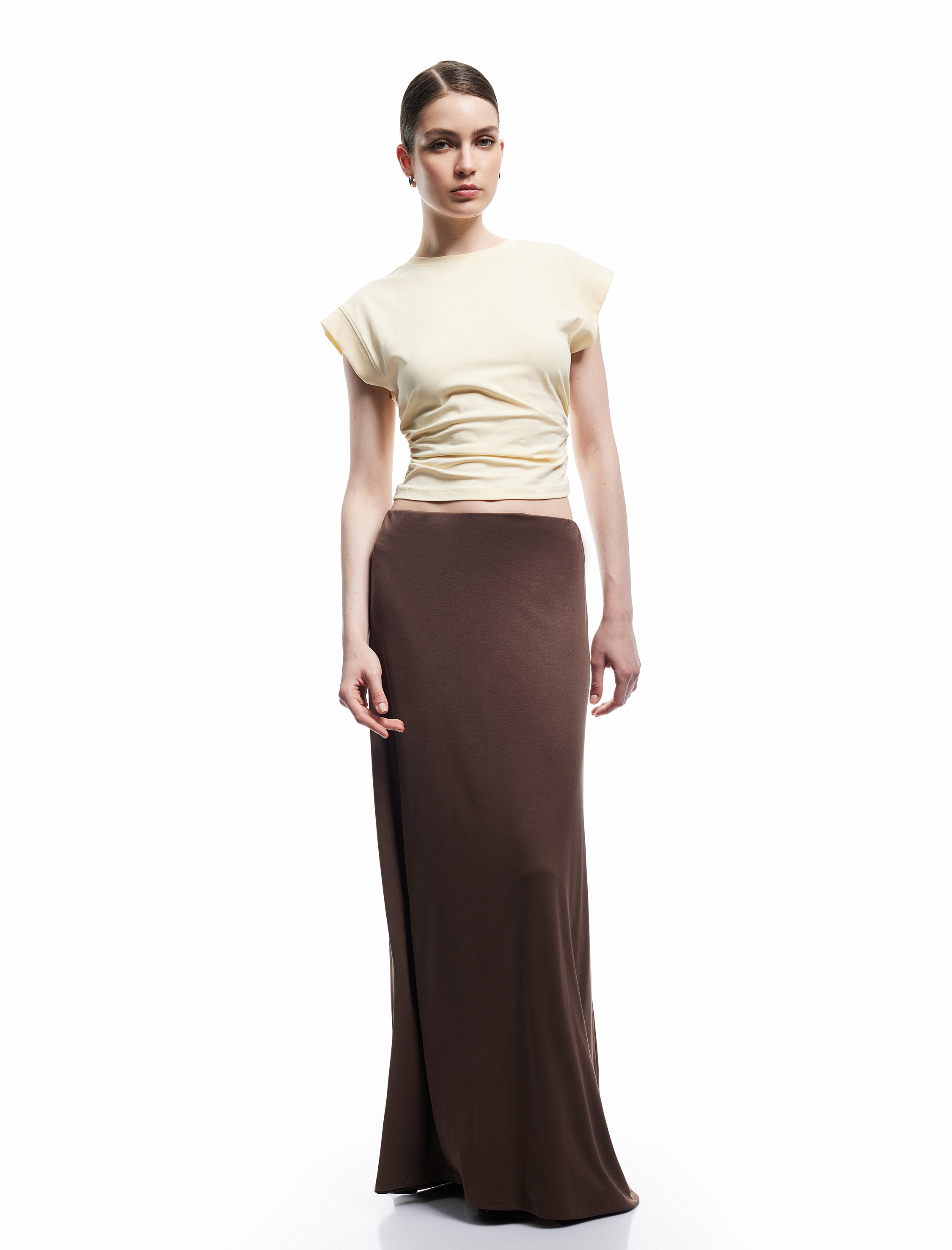   Pamuklu Drape Detaylı Bisiklet Yaka Kolsuz Tişört