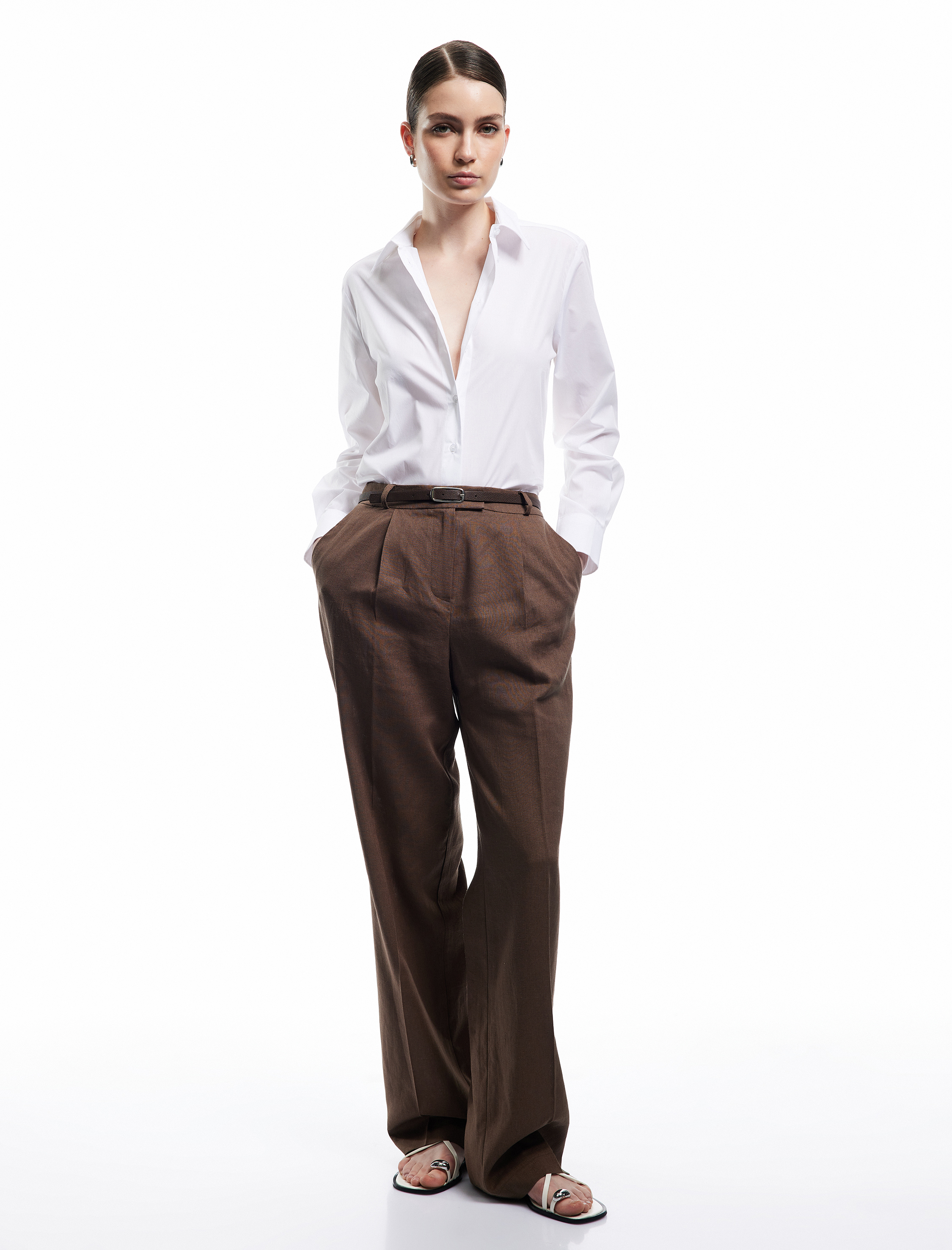   Pamuklu Klasik Yaka Uzun Kollu Poplin Kadın Gömlek