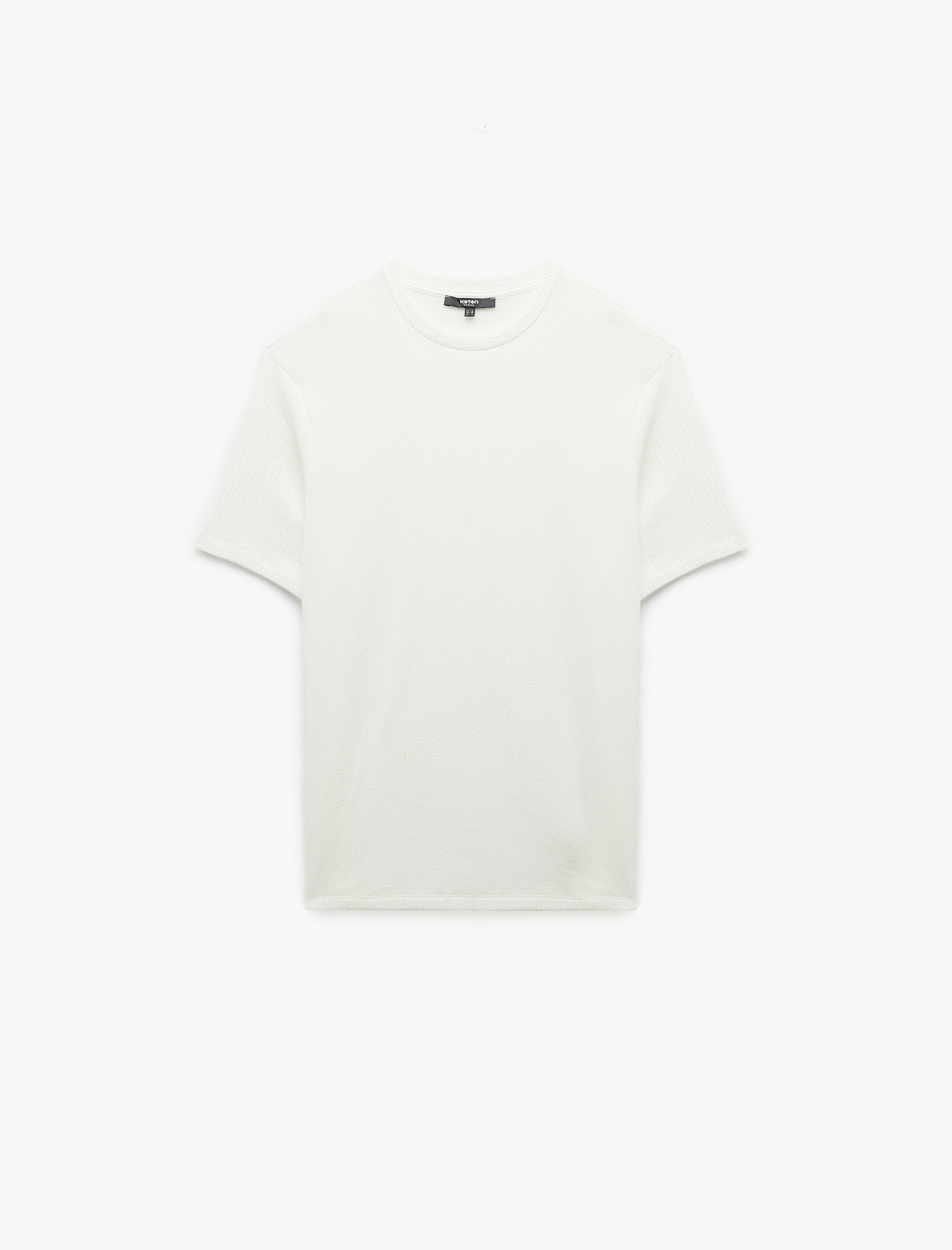   Regular Fit Kısa Kollu Bisiklet Yaka Dokulu Tişört