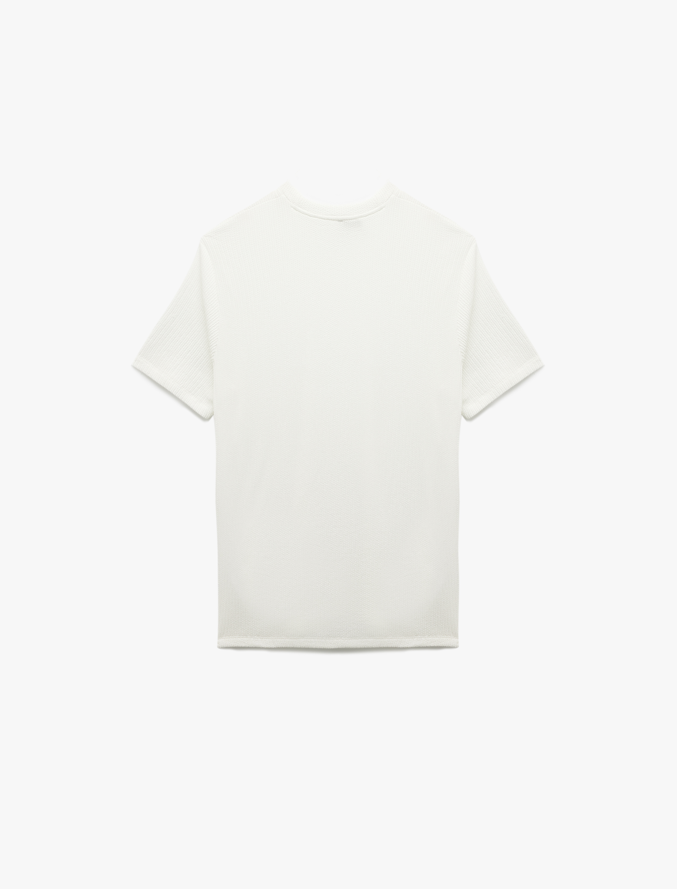   Regular Fit Kısa Kollu Bisiklet Yaka Dokulu Tişört