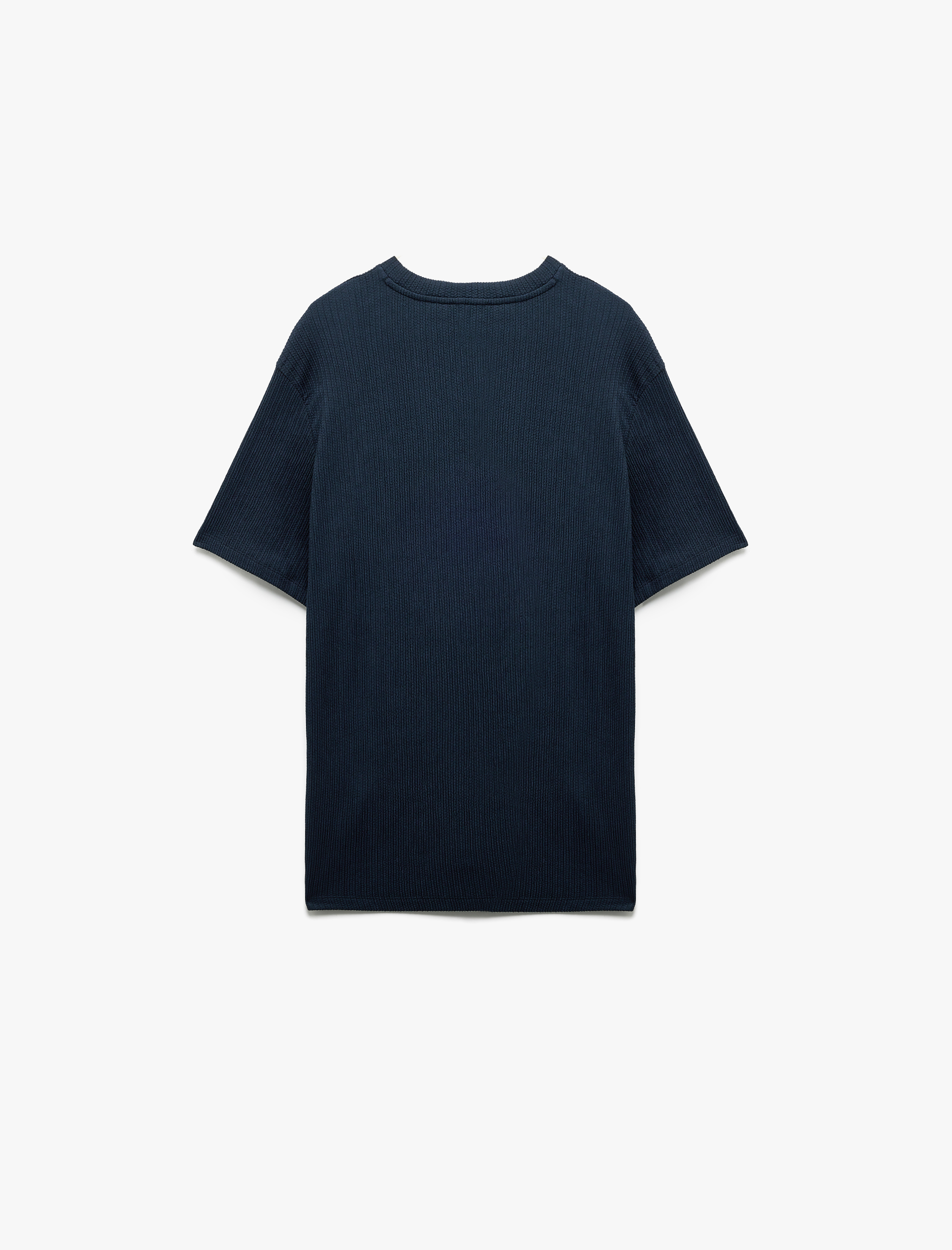   Regular Fit Kısa Kollu Bisiklet Yaka Dokulu Tişört