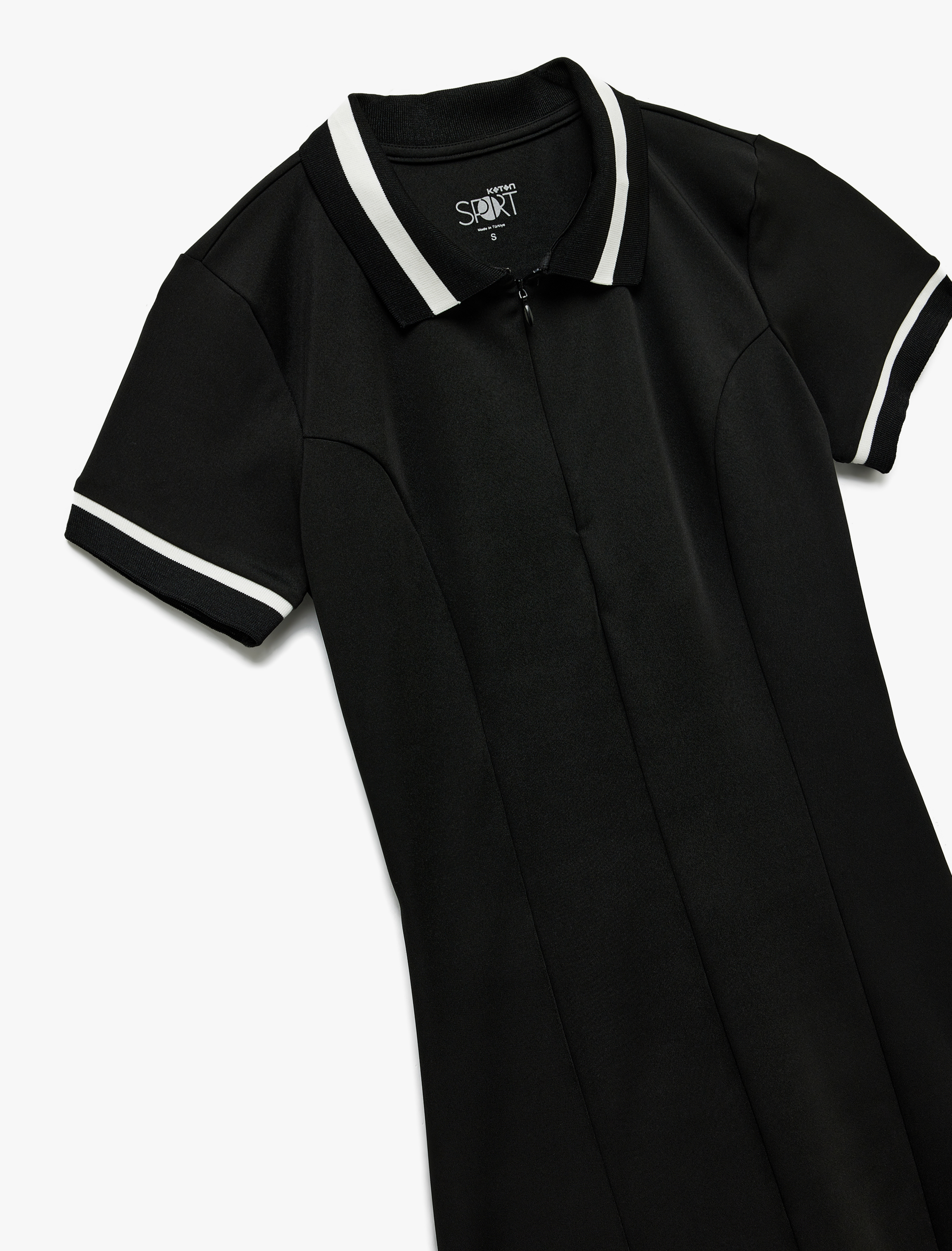   Kısa Kollu Fermuarlı Mini Spor Polo Yaka Elbise