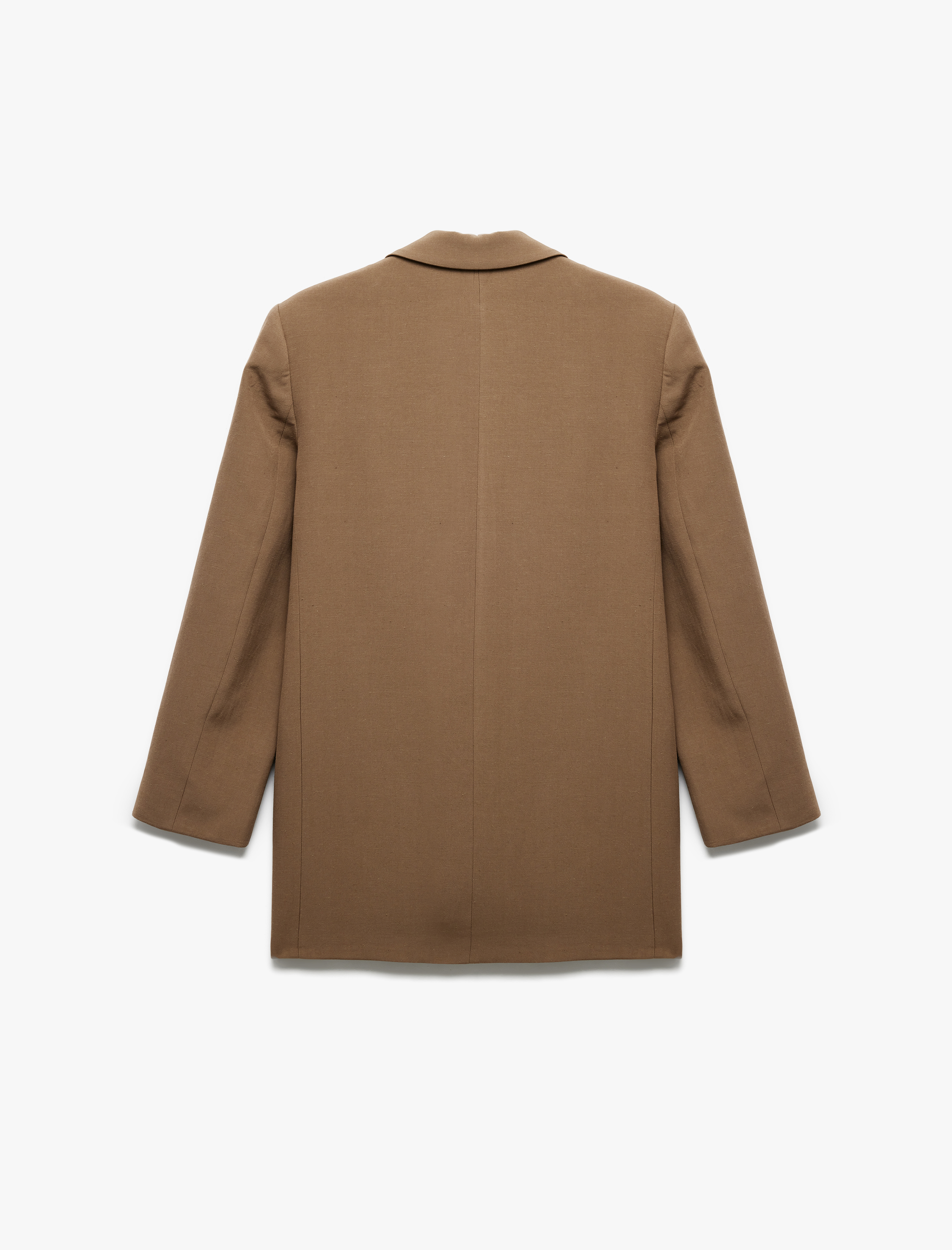   Cepli Astarlı Kruvaze Keten Karışımlı Oversize Blazer Ceket