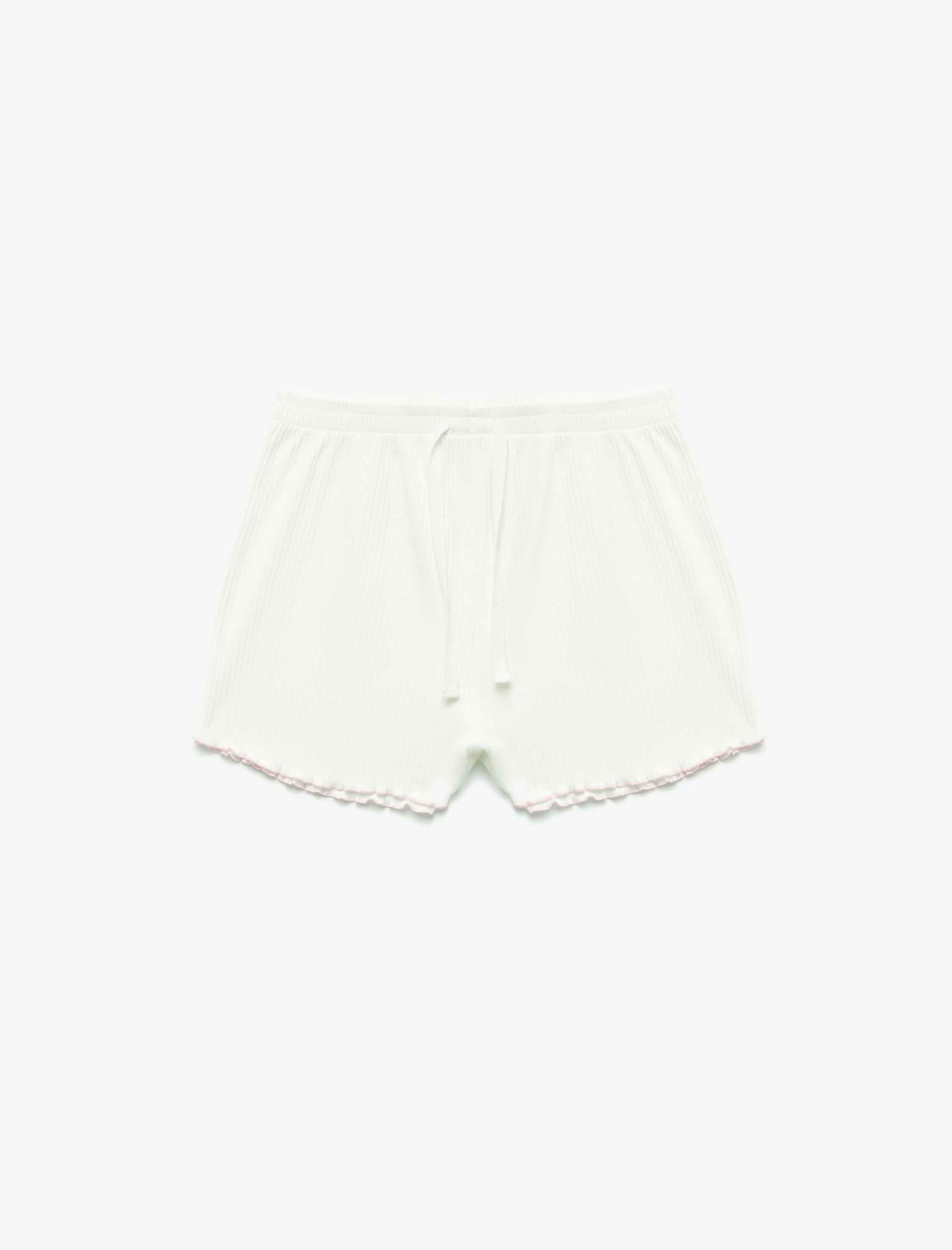   Pamuklu Beli Bağlama Detaylı Kaşkorse Mini Pijama Şort