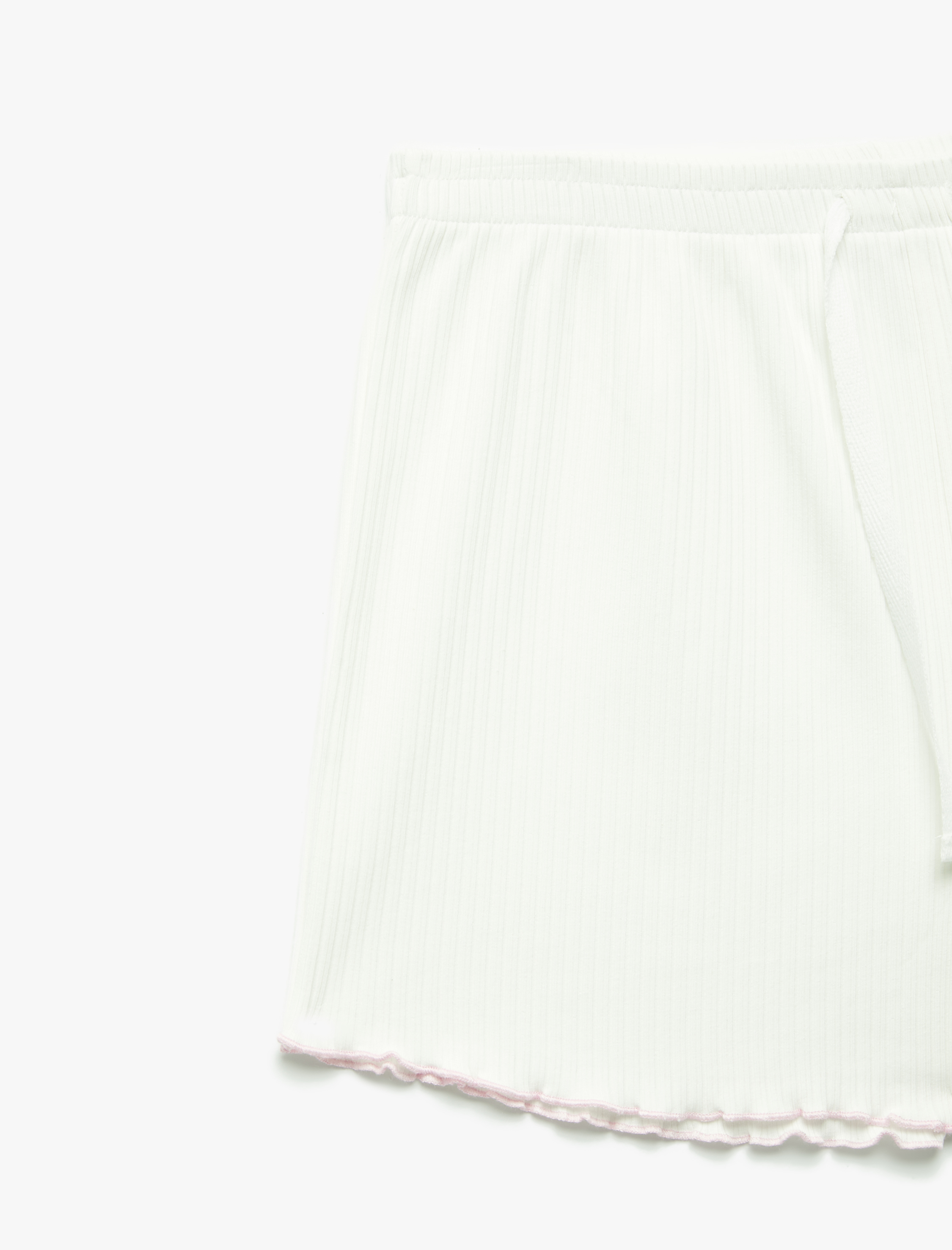   Pamuklu Beli Bağlama Detaylı Kaşkorse Mini Pijama Şort