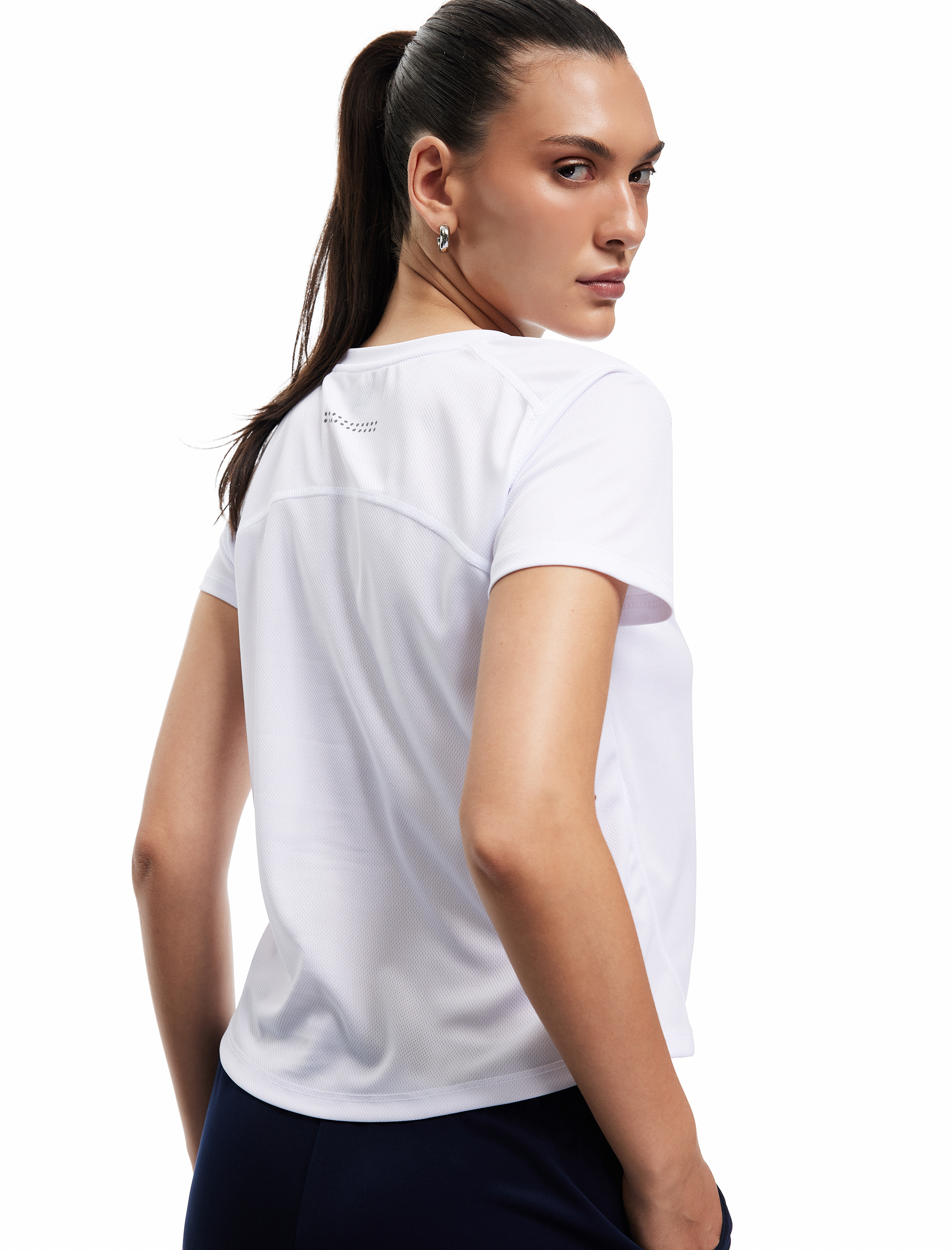   Kısa Kollu Bisiklet Yaka Dikiş Detaylı Spor Tişört