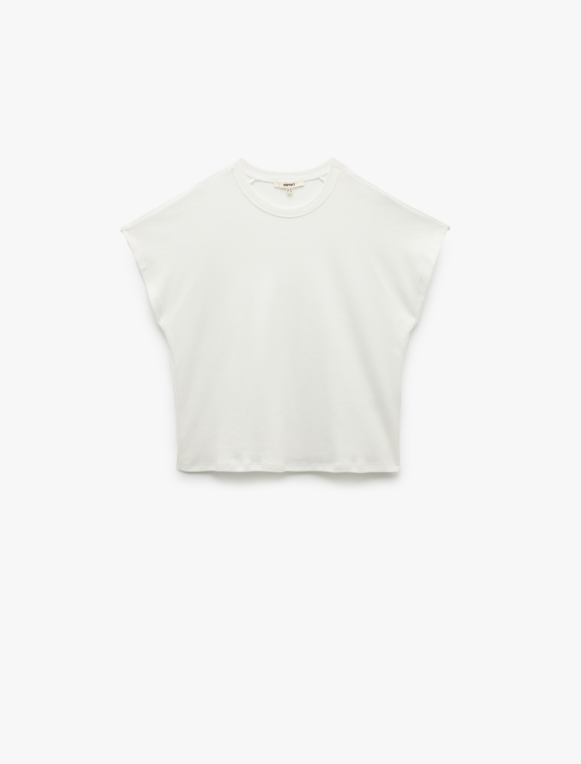   Pamuklu Geniş Kap Kol Bisiklet Yaka Tişört