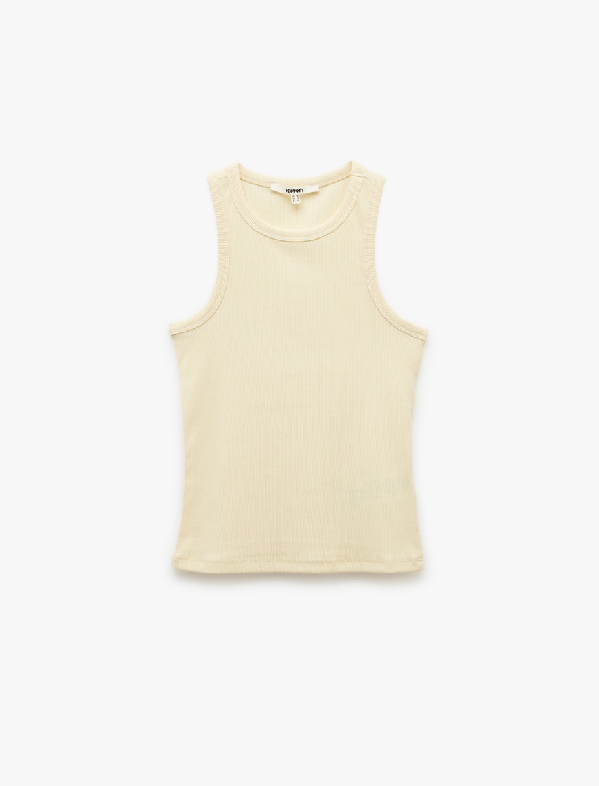   Pamuklu Kolsuz Slim Fit Bisiklet Yaka Basic Fitilli Atlet