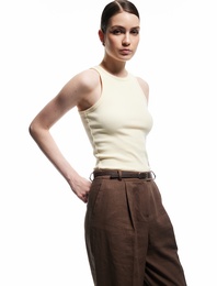 Pamuklu Kolsuz Slim Fit Bisiklet Yaka Basic Fitilli Atlet