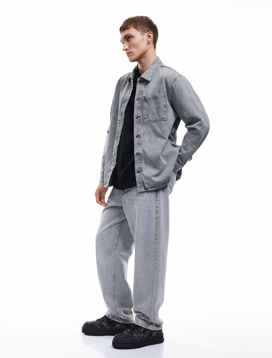   Pamuklu Cep Detaylı Bol Baggy Jean Pantolon