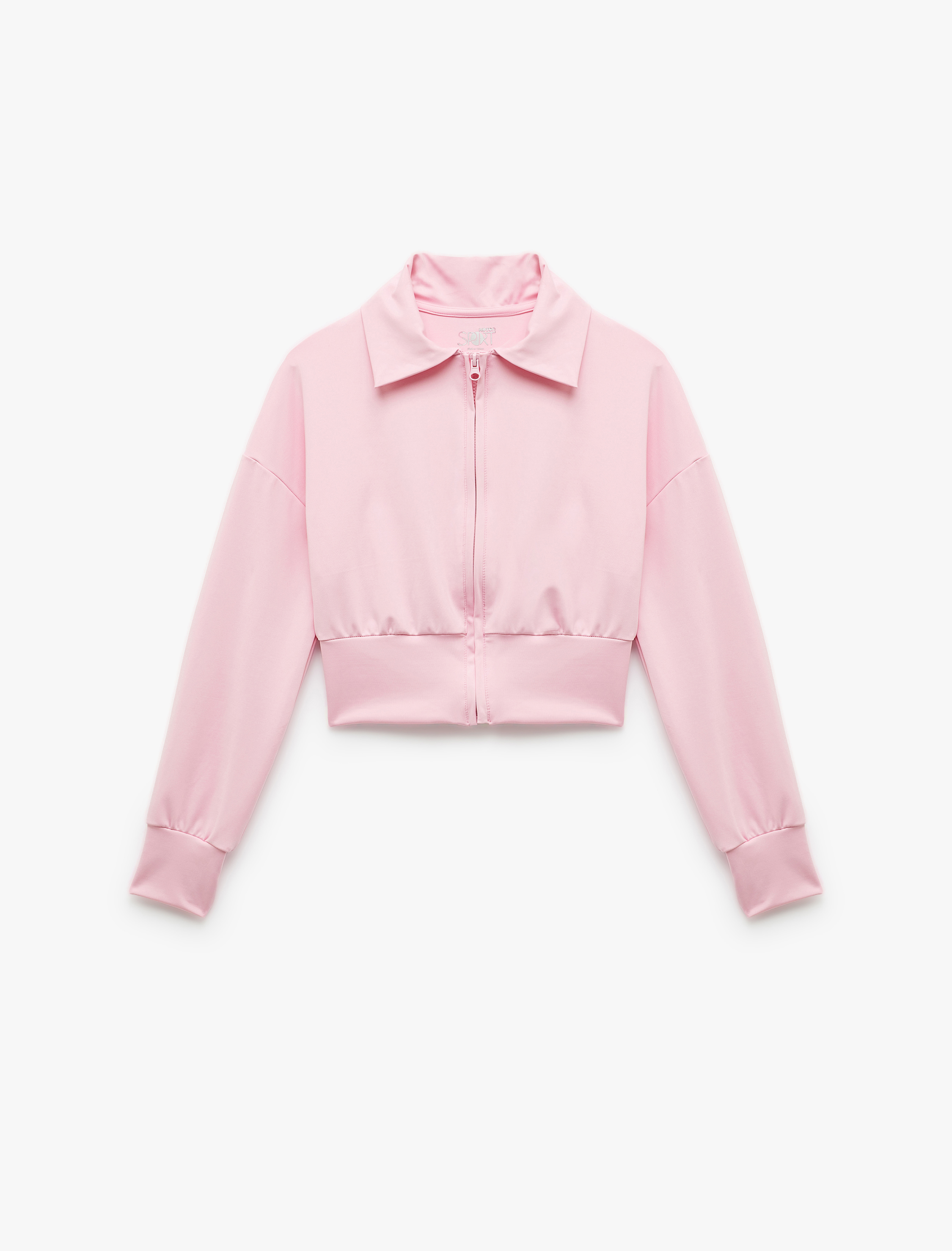   Uzun Kollu Polo Yaka Fermuarlı Spor Ceket