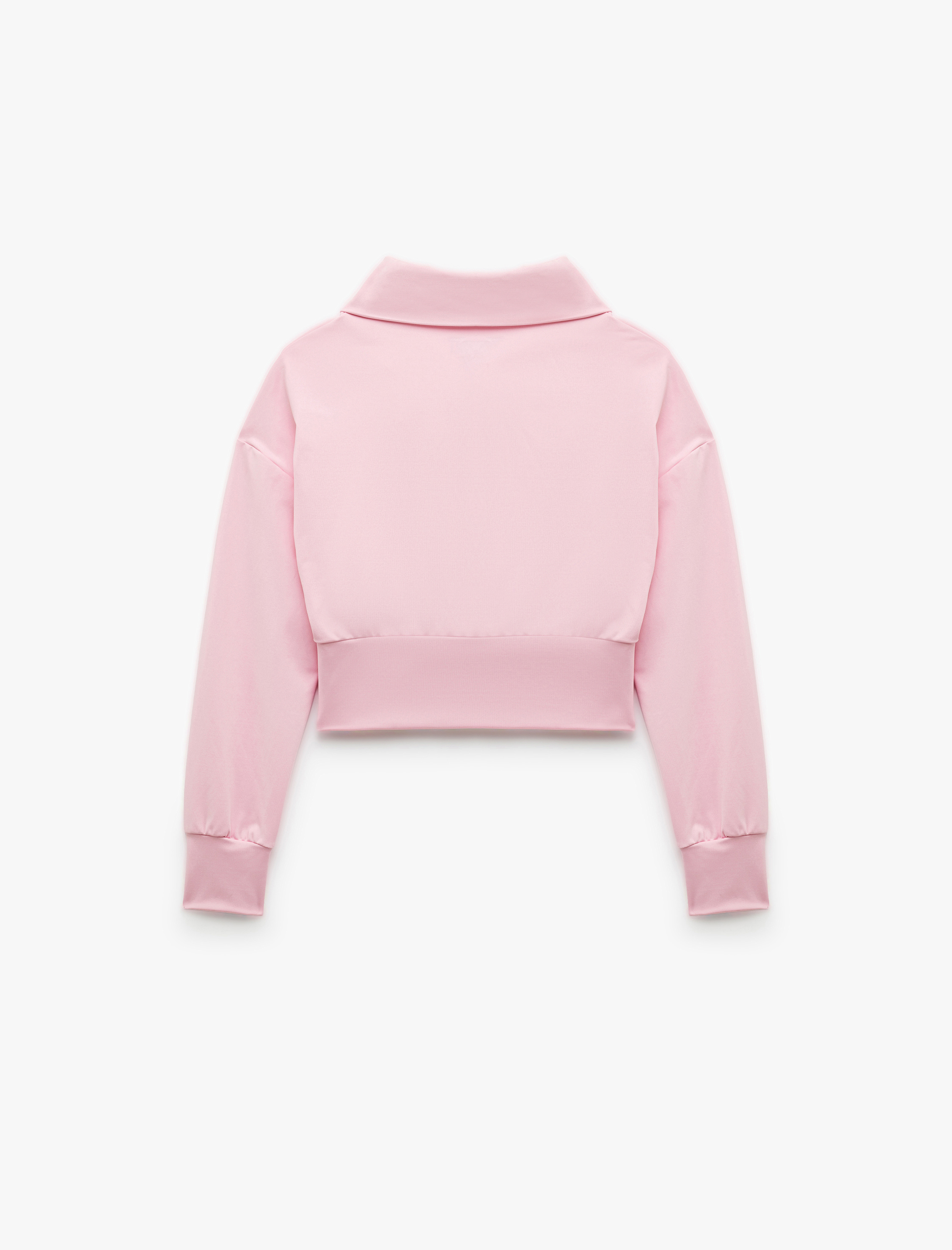   Uzun Kollu Polo Yaka Fermuarlı Spor Ceket