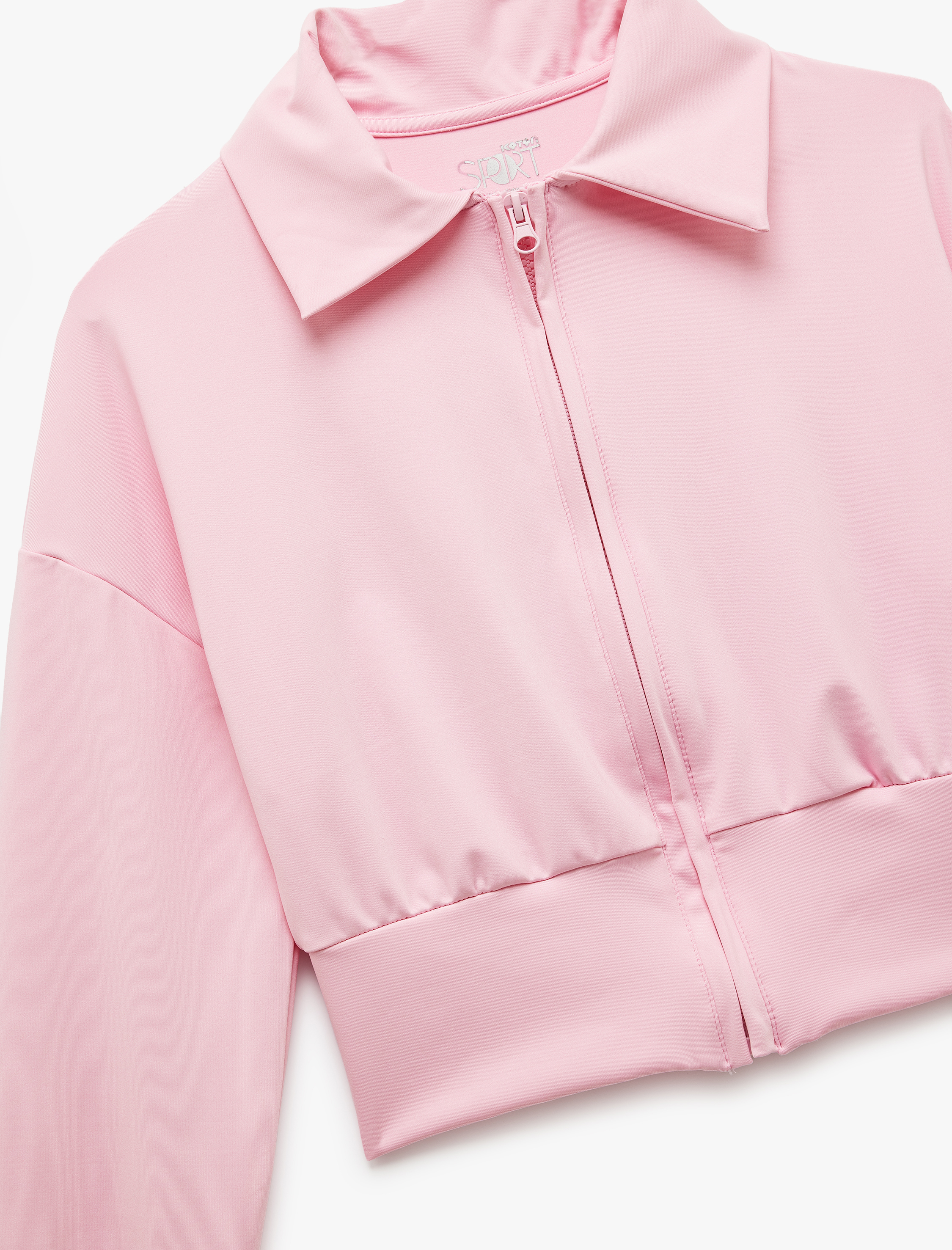   Uzun Kollu Polo Yaka Fermuarlı Spor Ceket