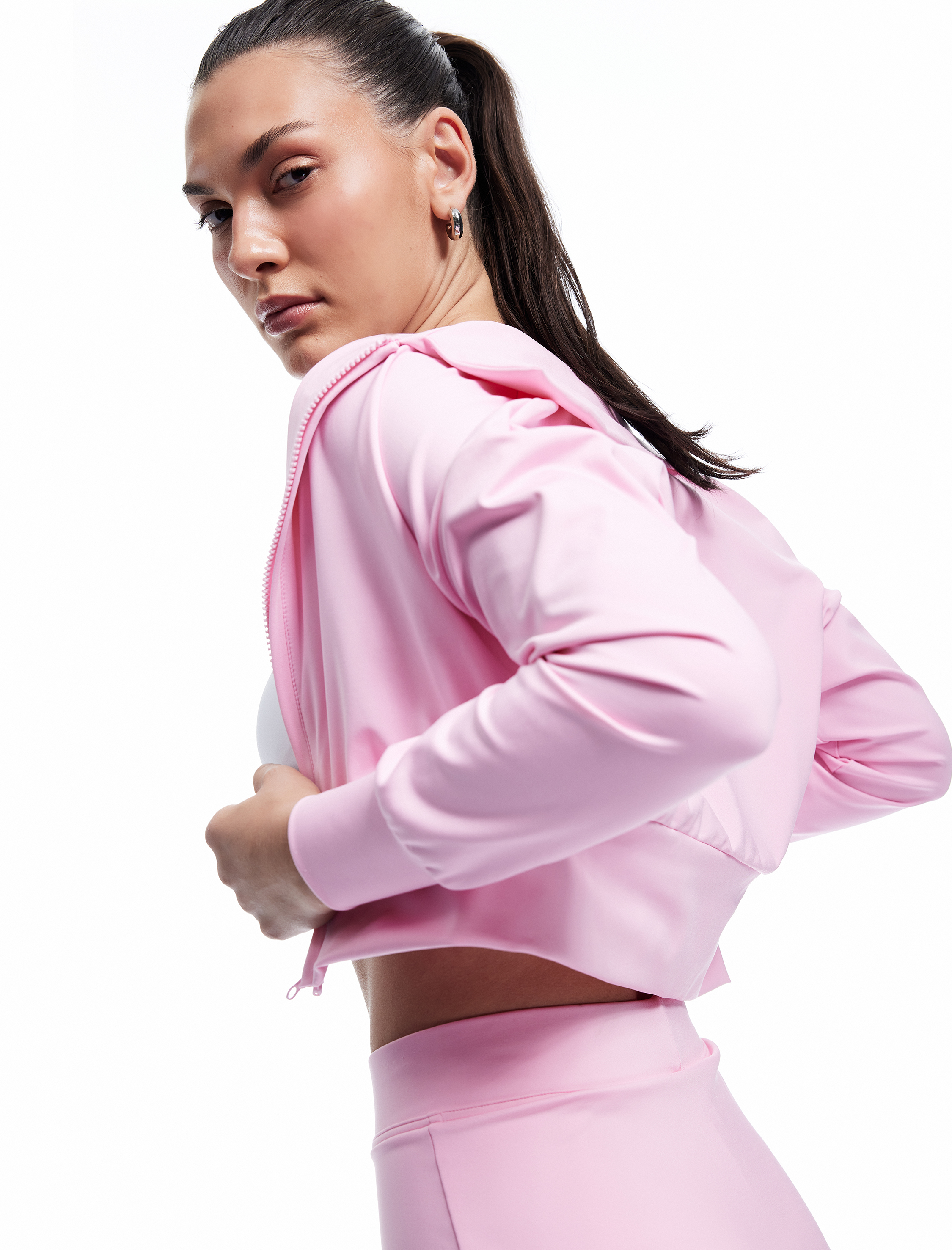   Uzun Kollu Polo Yaka Fermuarlı Spor Ceket