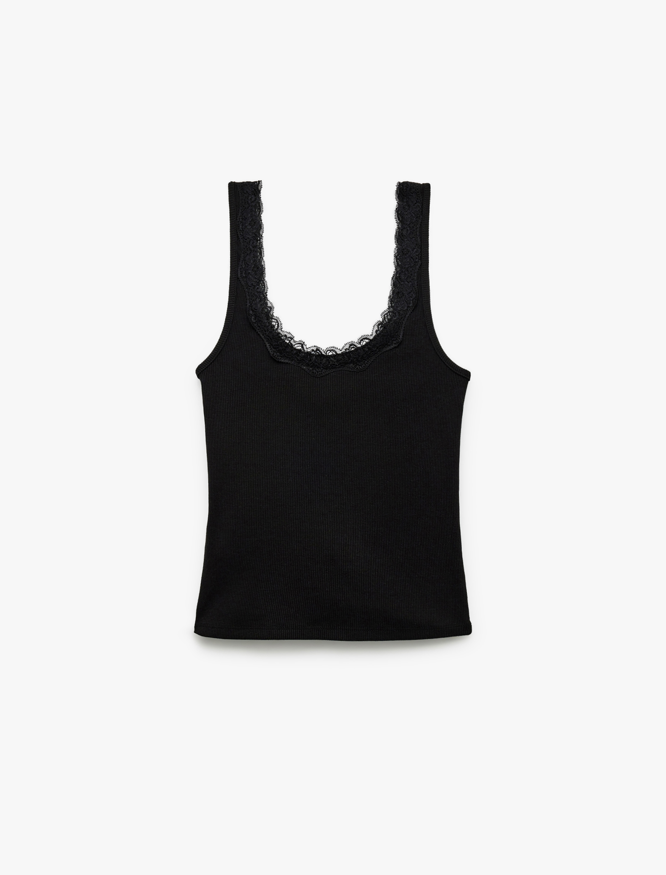   Pamuklu U Yaka Dantel Detaylı Atlet