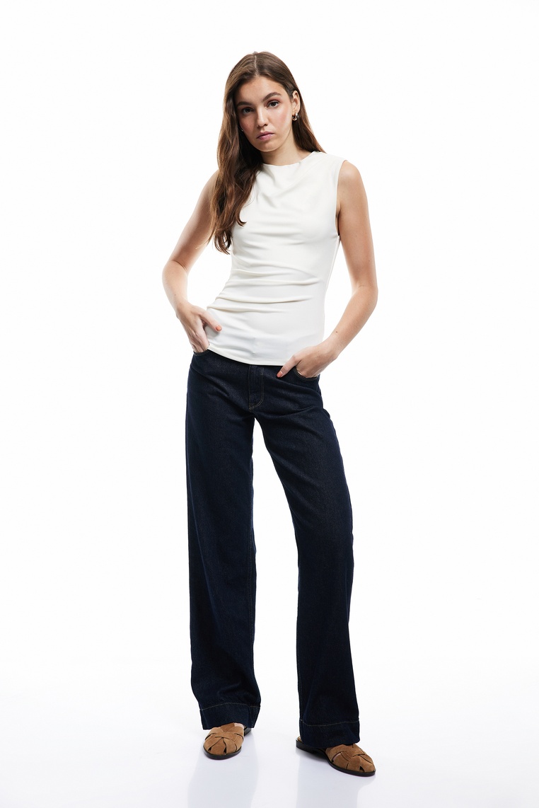   Kolsuz Bisiklet Yaka Slim Fit Drapeli Bluz