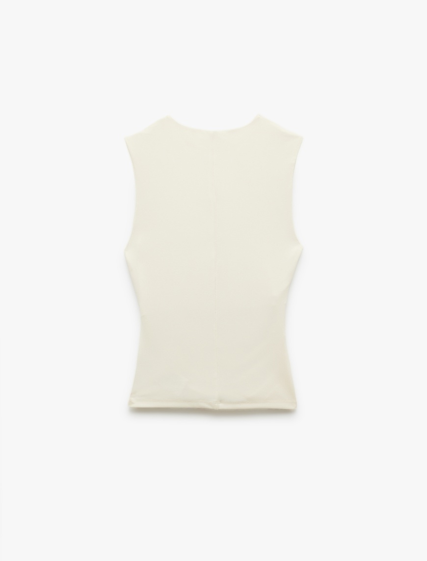   Kolsuz Bisiklet Yaka Slim Fit Drapeli Bluz