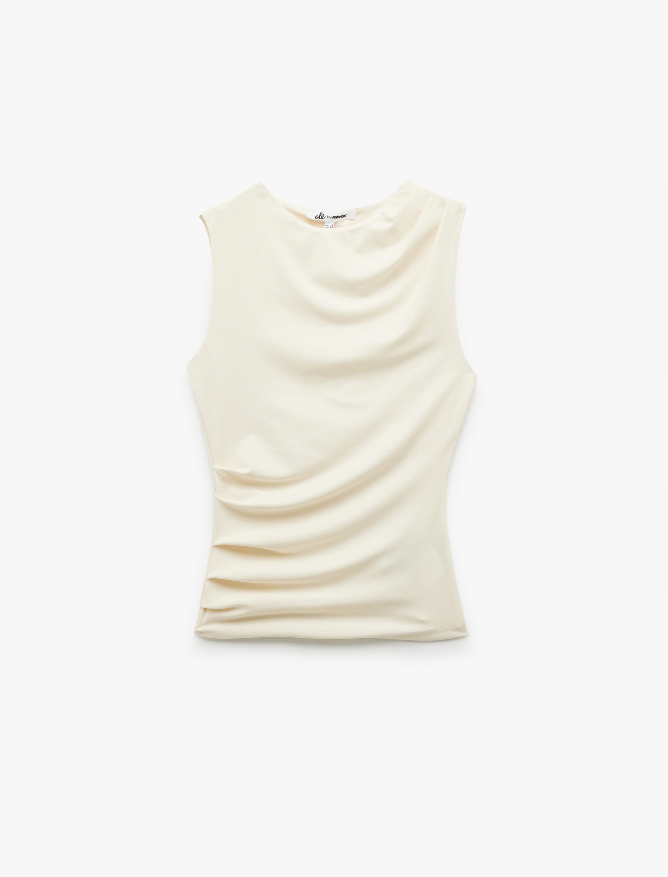   Kolsuz Bisiklet Yaka Slim Fit Drapeli Bluz