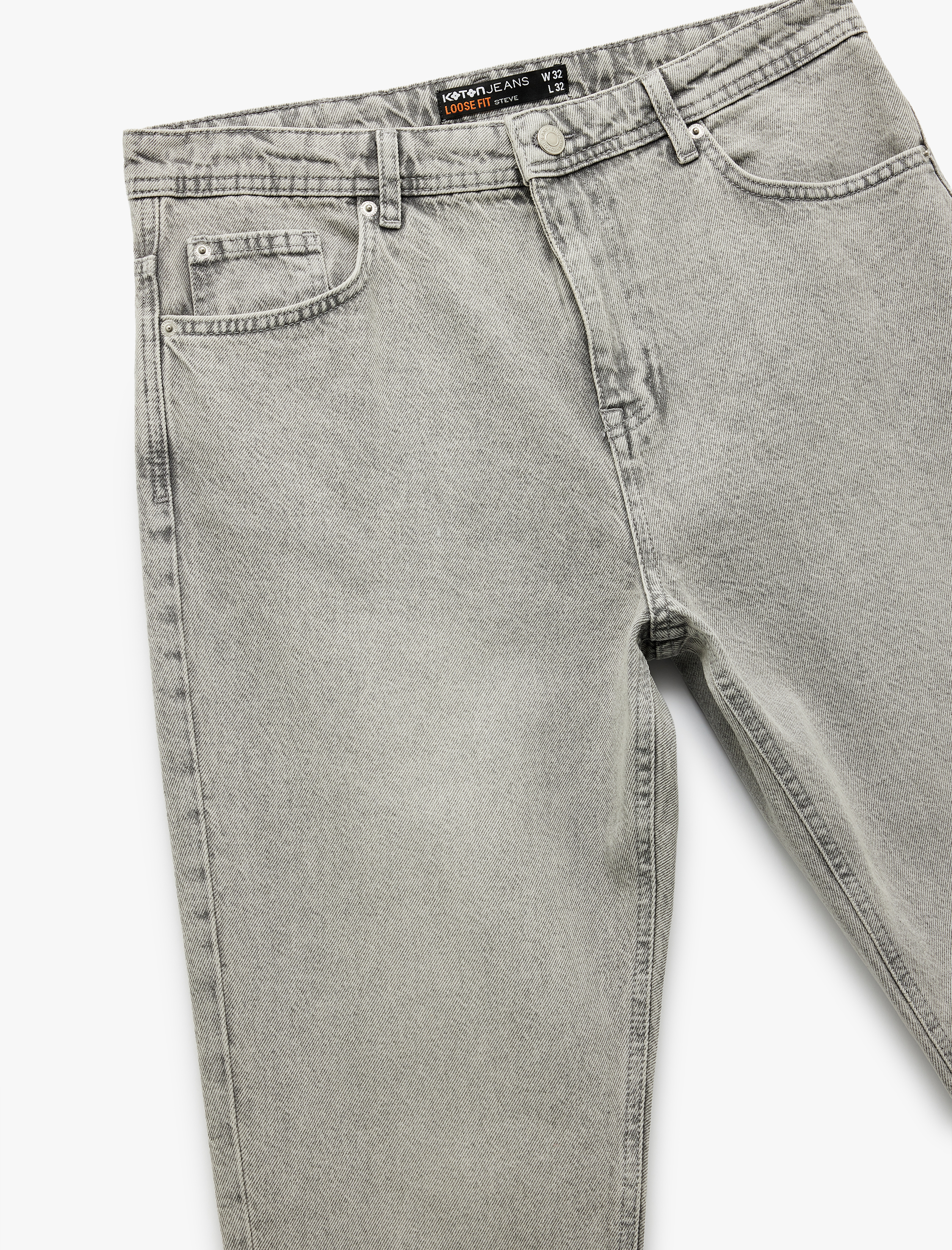   Pamuklu Bol Normal Bel Loose Fit Jean Pantolon - Steve Jean