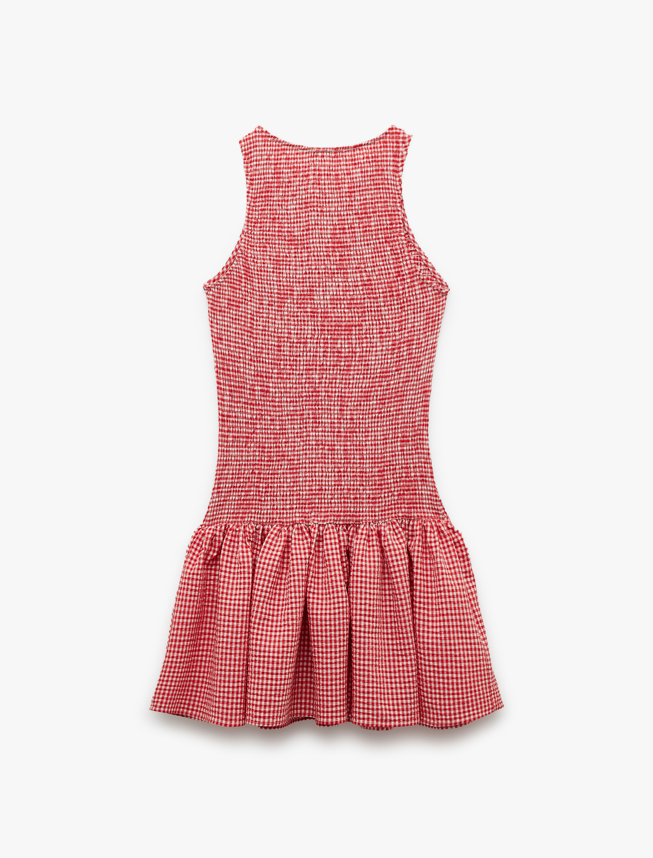   Gipeli Skinny Fit Kolsuz Bisiklet Yaka A Kesim Fırfırlı Pötikareli Mini Elbise