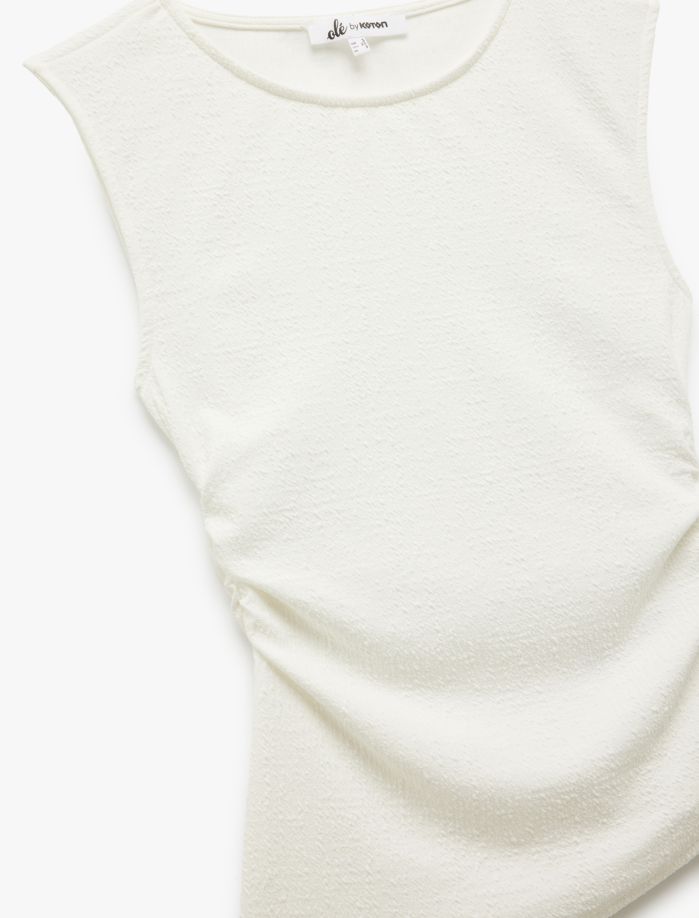   Asimetrik Bisiklet Yaka Bürümcük Dar Kesim Drapeli Kolsuz Bluz