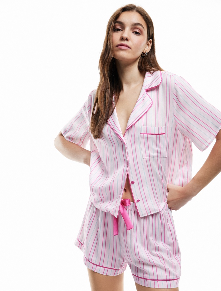  Rahat Kalıp Viskon Kumaş Şort Pijama Altı